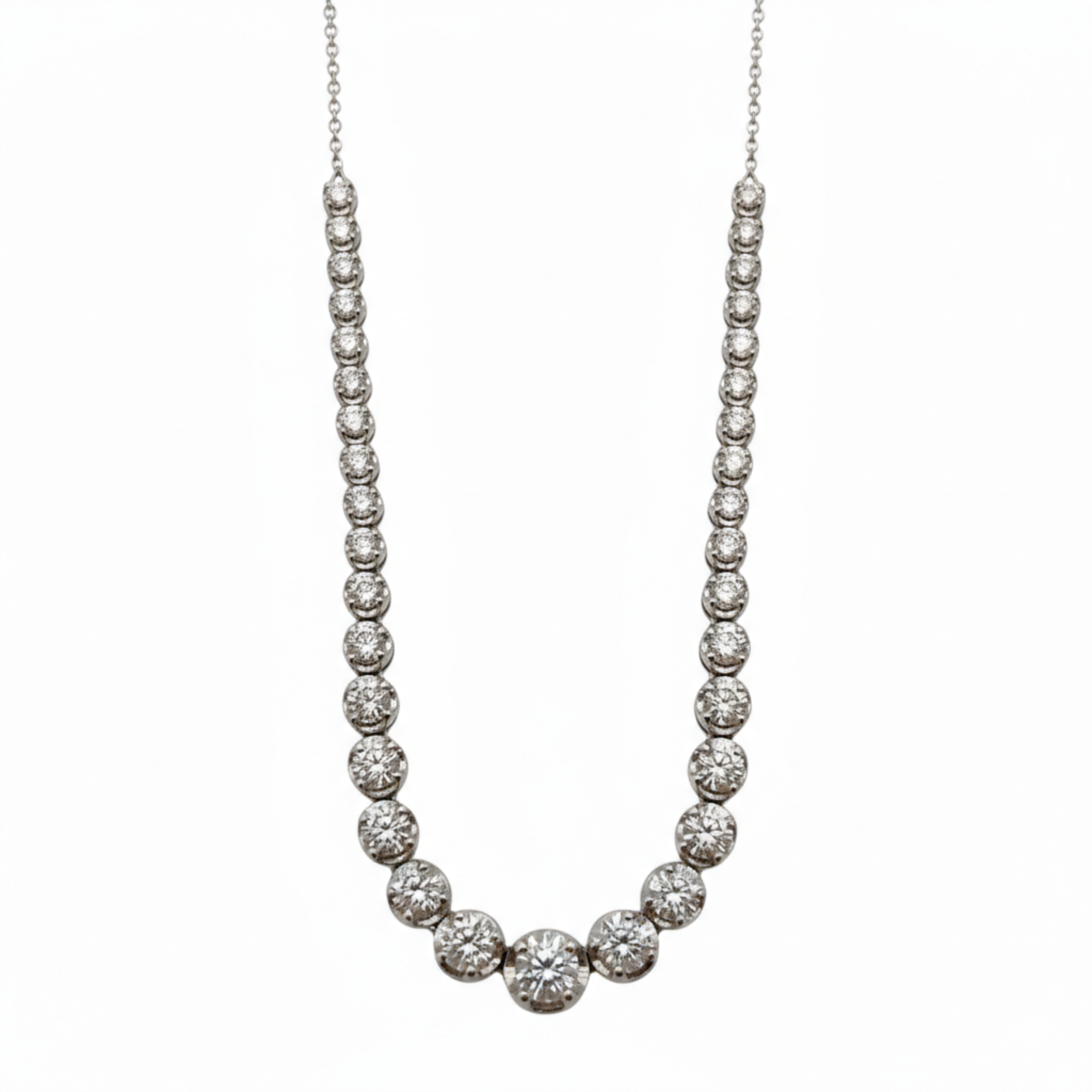 2.0Ct Natural Diamond Tennis-Style Centre Necklace In Platinum