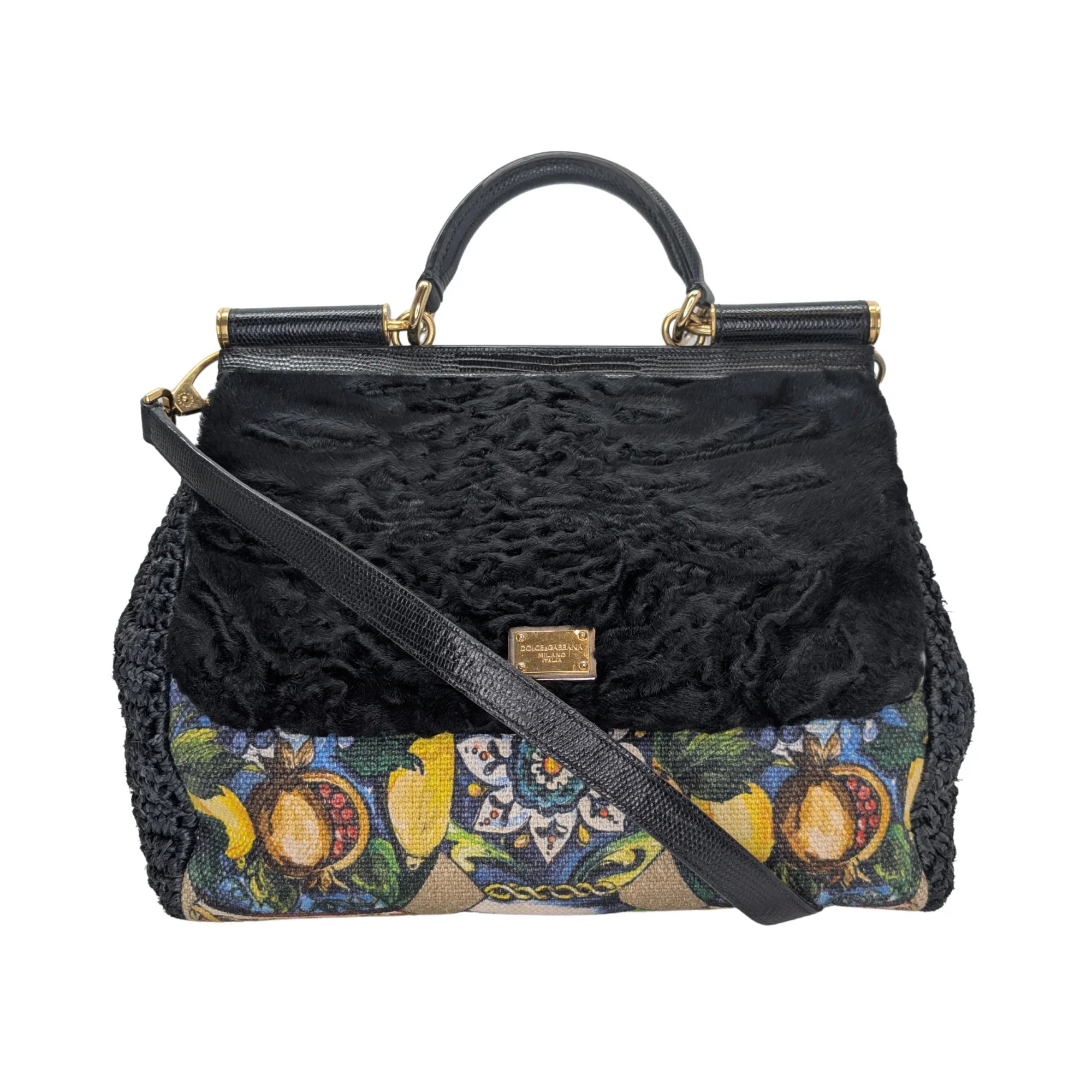 Dolce & Gabbana Sicily Handbag Floral/Black - Lost Designer