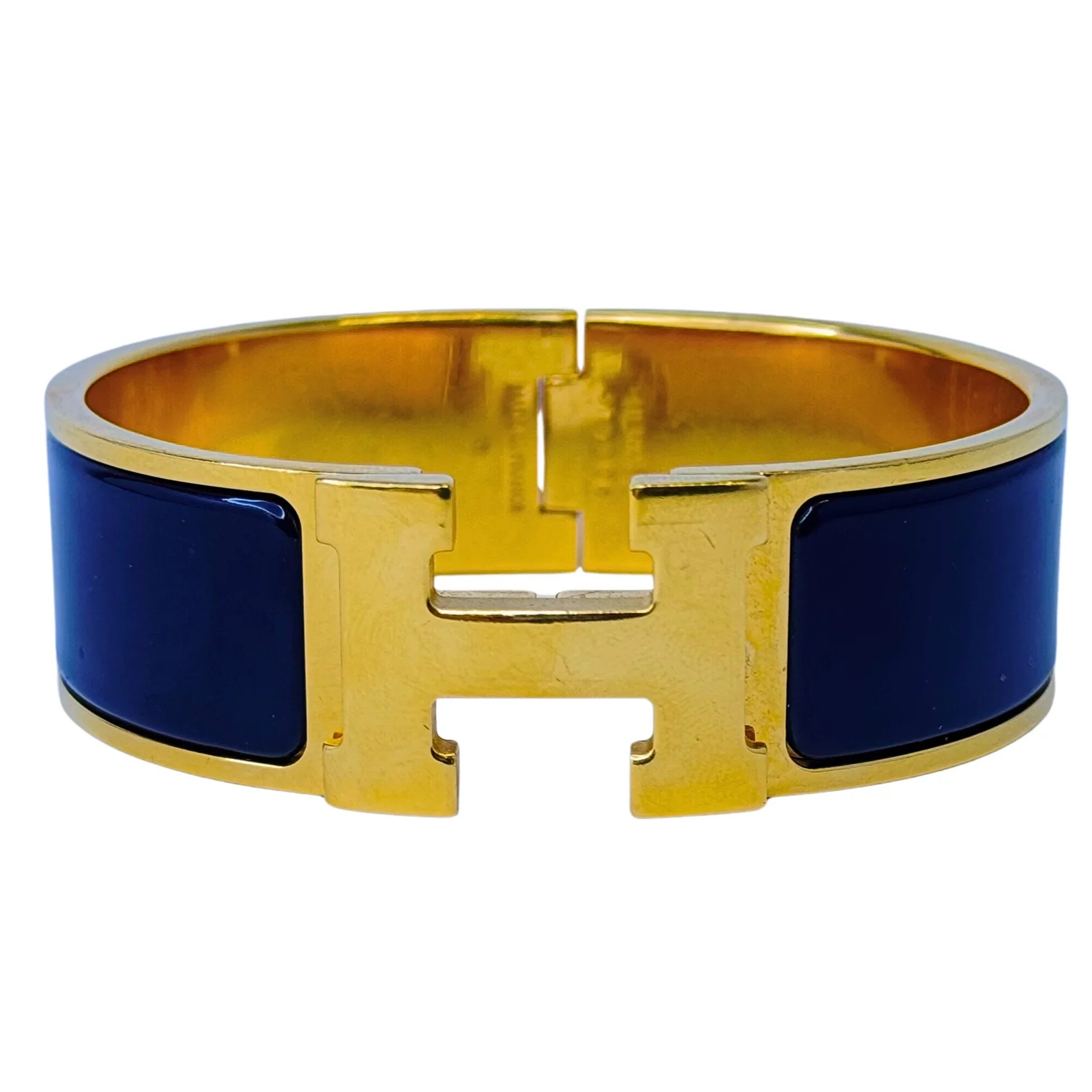Hermes Clic Clac H Ultramarine Enamel Gold Hardware Bracelet - Lost Designer