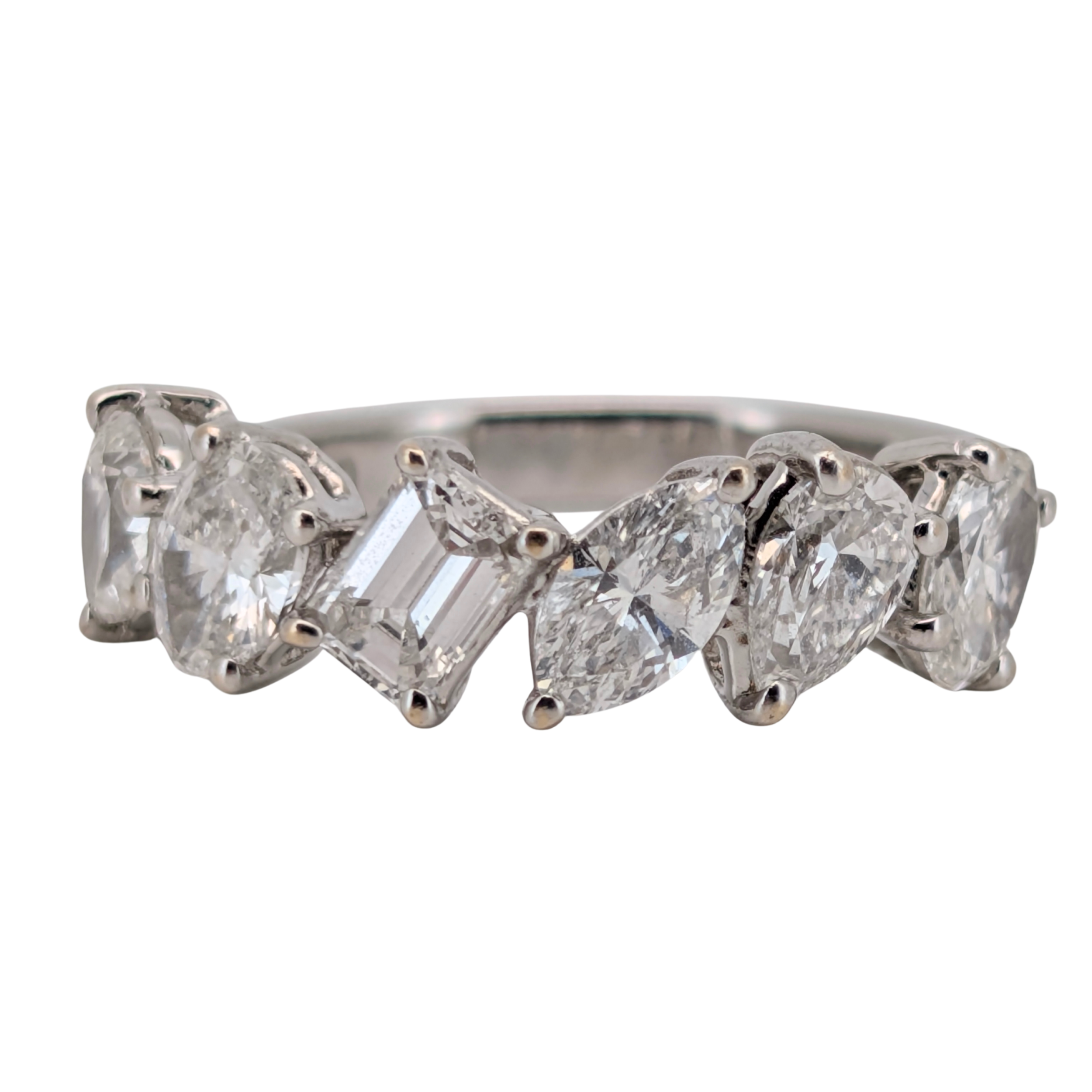 1.65Ct Natural Diamond Multi-Cut Band Ring In 18K White Gold