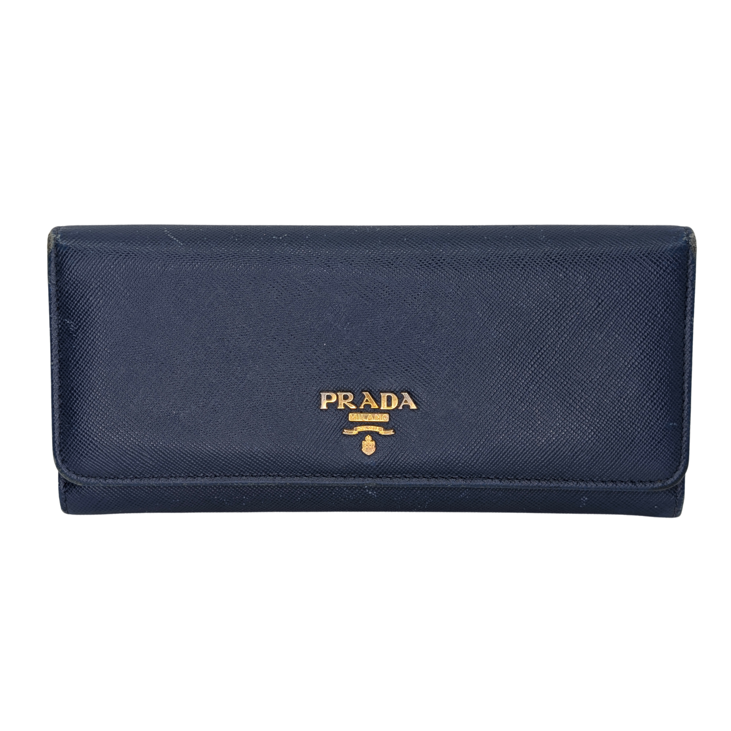 Prada Saffiano Leather Navy Blue Long Wallet
