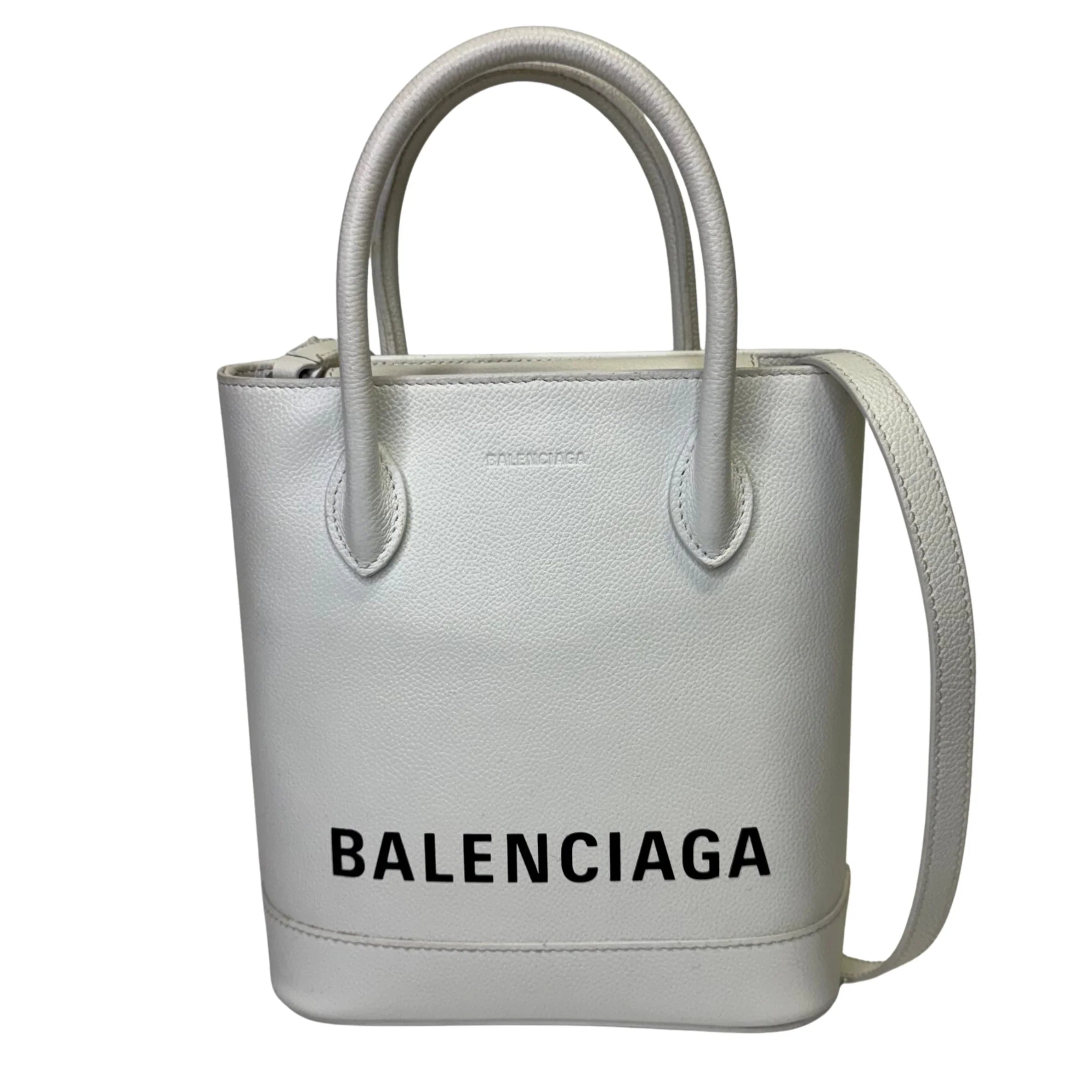 Balenciaga Ville XXS Shoulder Leather Bag w Strap White