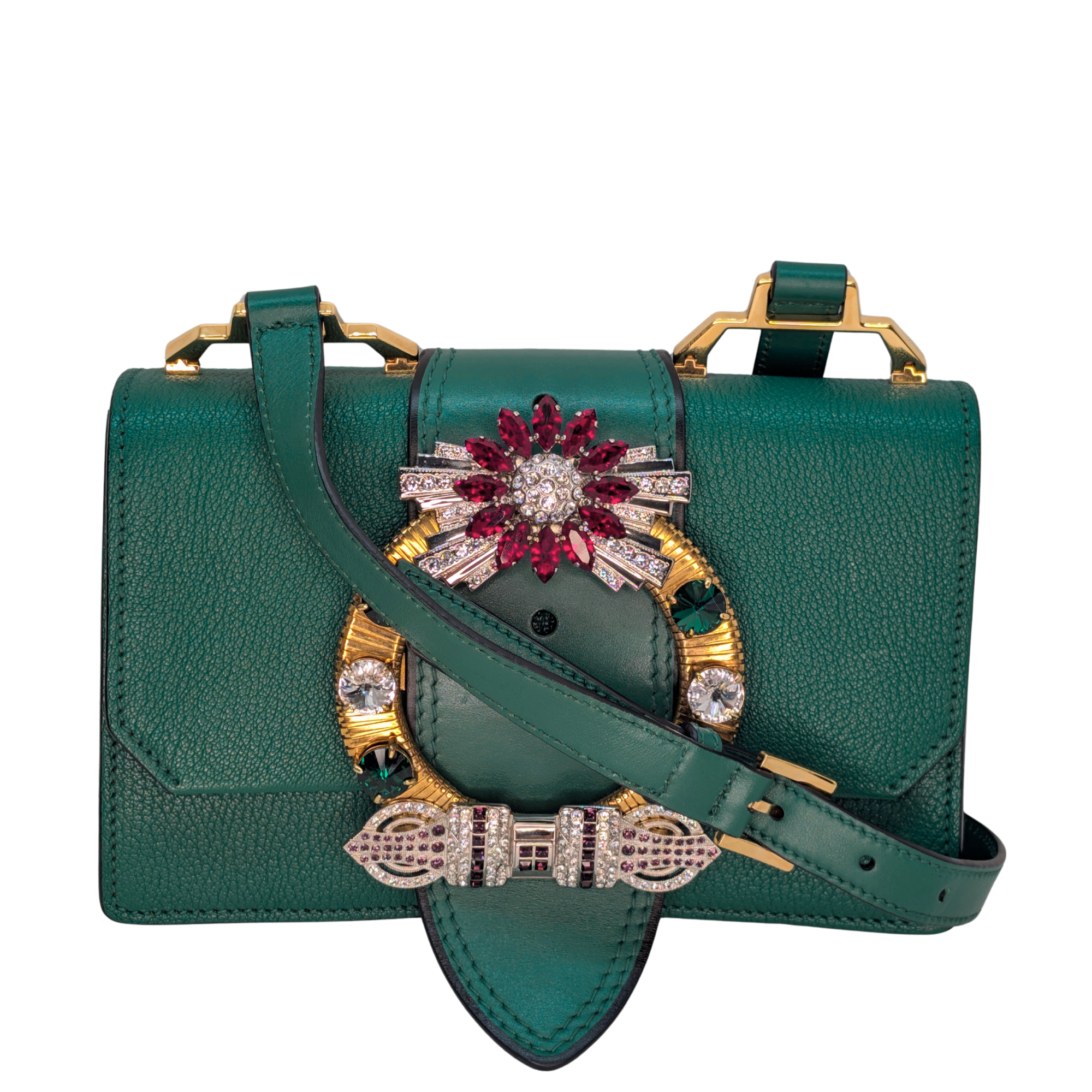 Miu Miu Madras Crystal Embellished Crossbody Bag