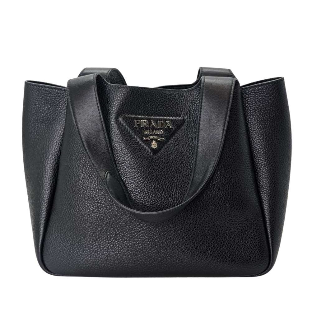 Prada Daino Soft Medium Dynamique Tote Bag Black