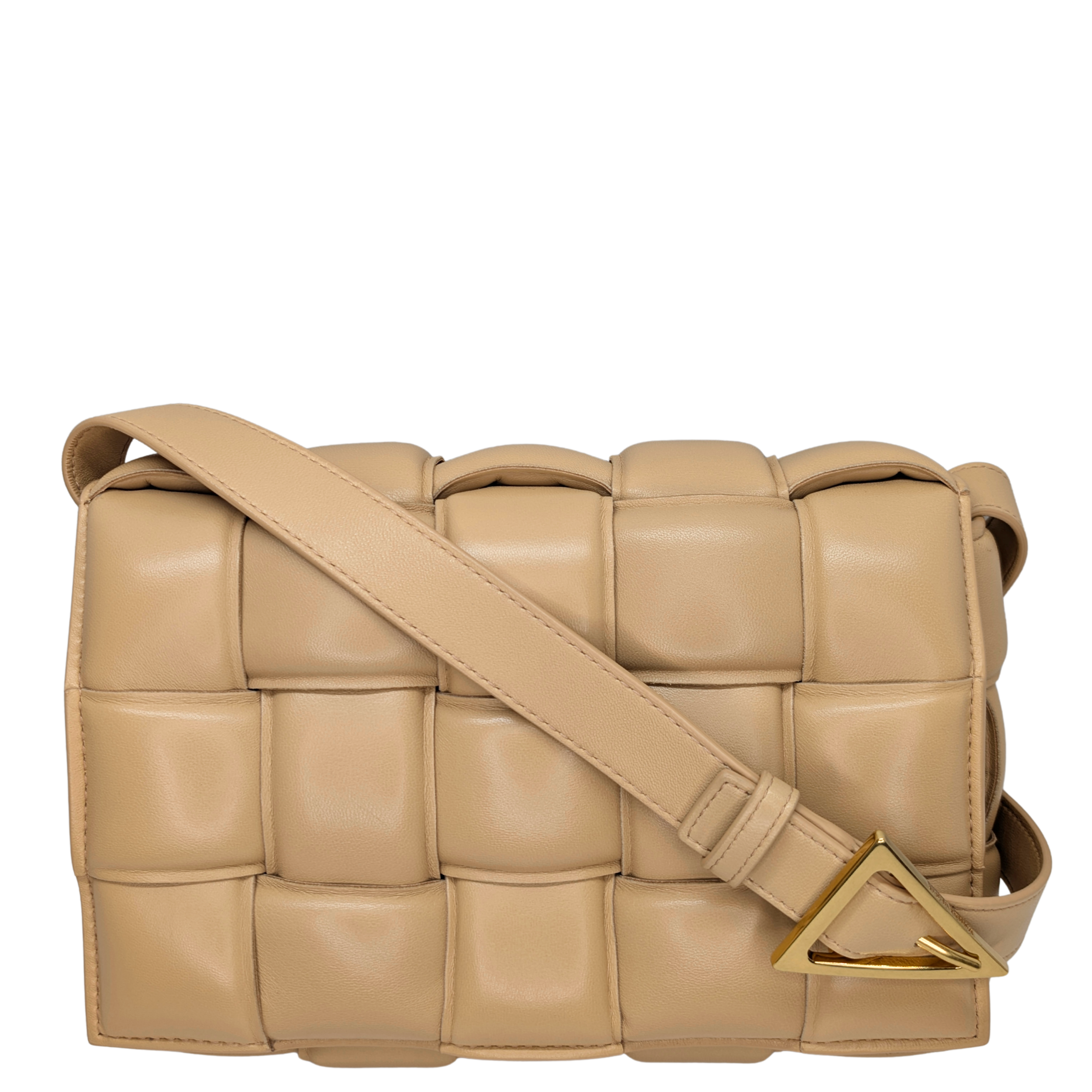 Bottega Veneta Padded Cassette Leather Crossbody Bag Beige