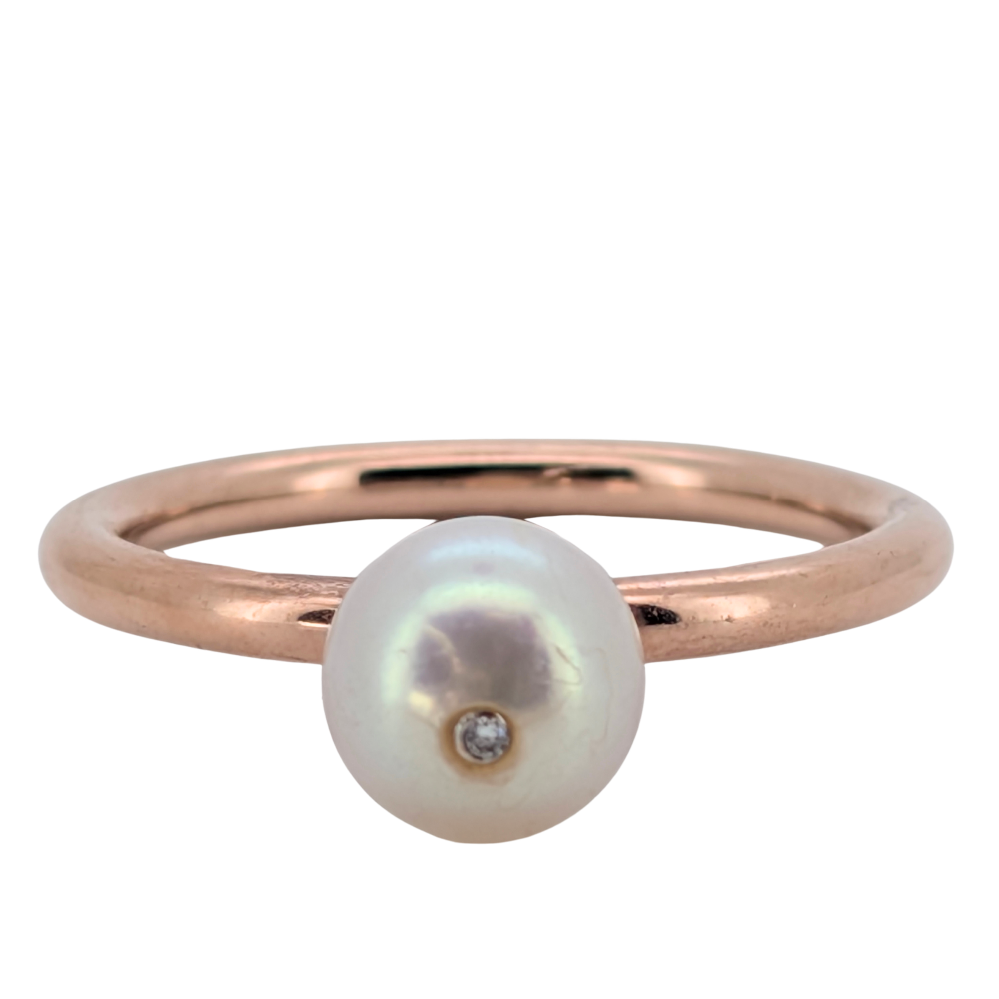 18K Rose Gold South Sea Pearl Diamond Ring