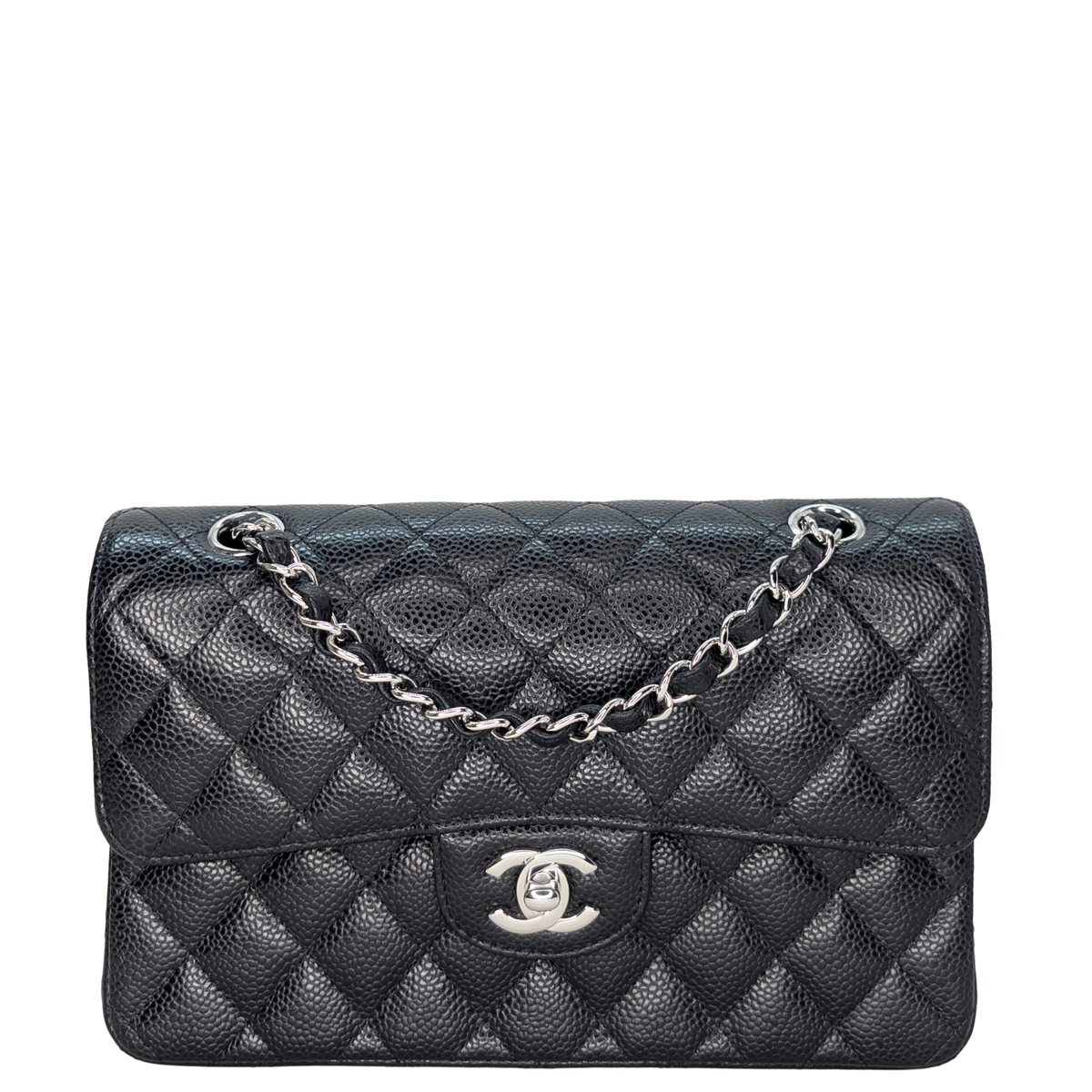Chanel Classic Double Flap Caviar Black SHW Microchipped