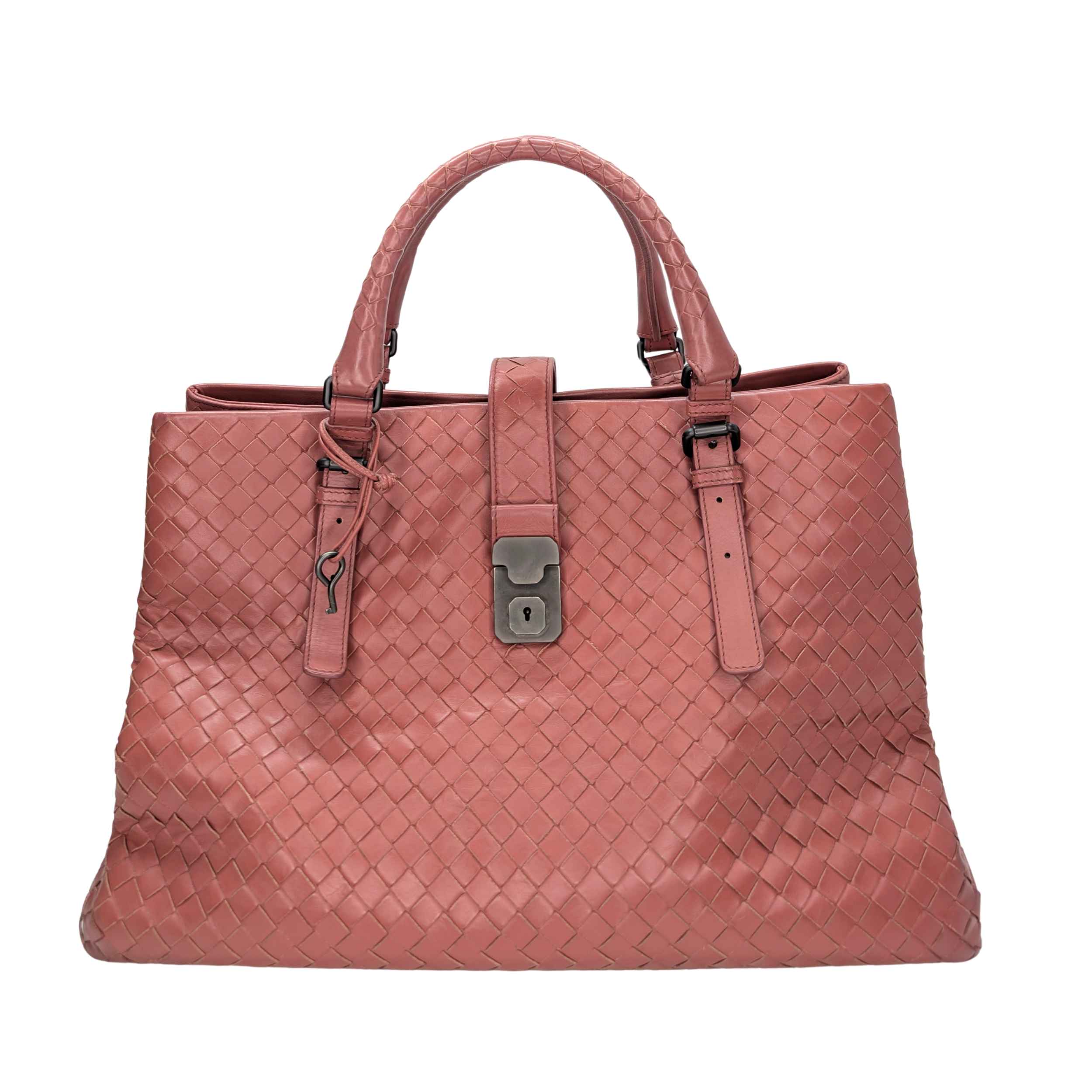 Bottega Veneta Intrecciato Roma Large Bag Pink