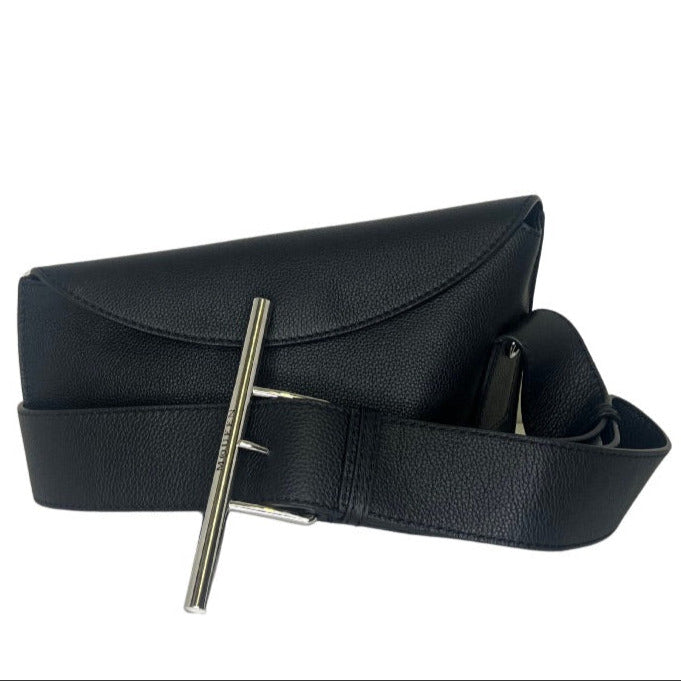 Alexander McQueen Black Leather T-Bar Sling Shoulder Bag