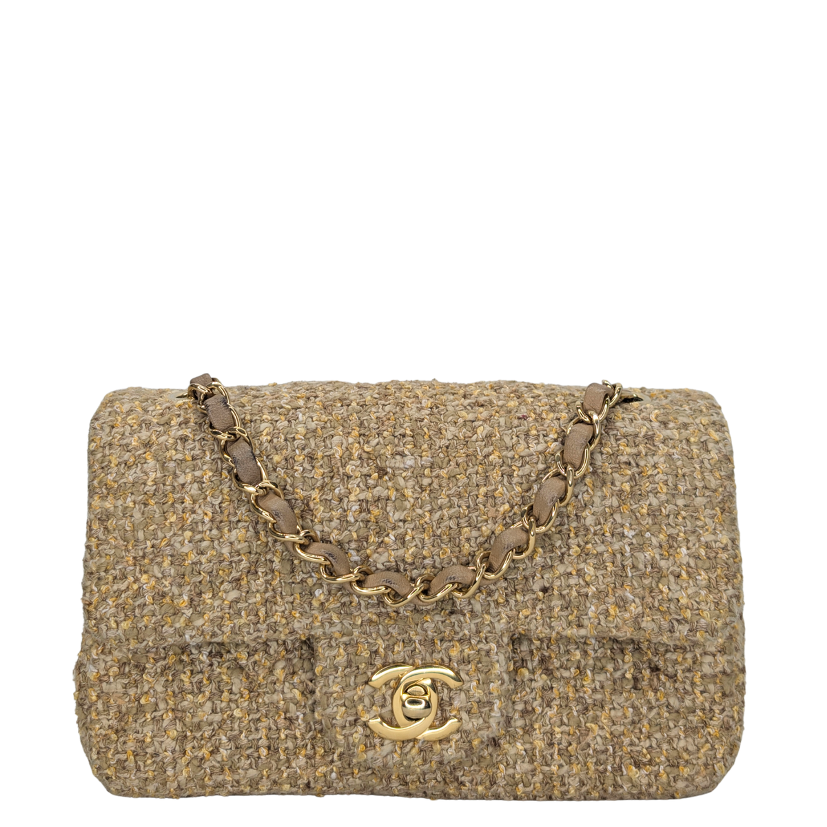 Chanel Mini Classic Tweed Handbag Beige