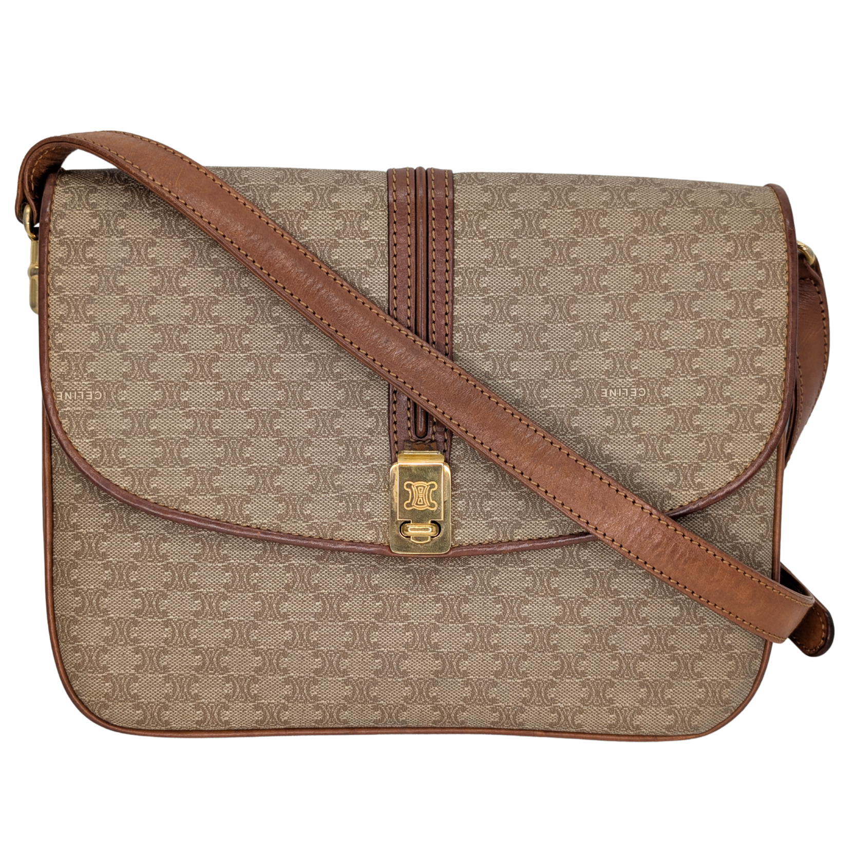 Celine Macadam Shoulder Bag Beige