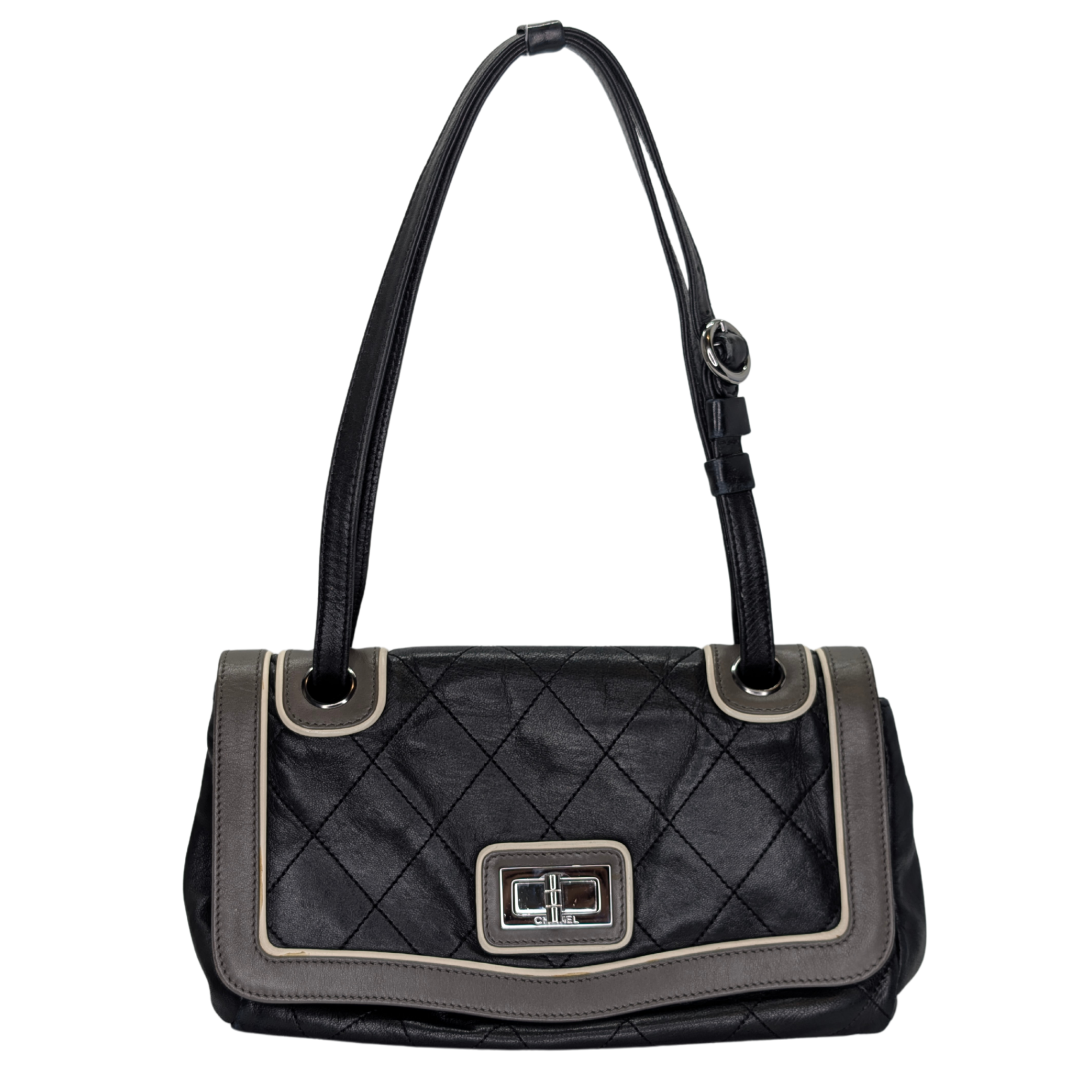 Chanel East-West Shoulder Bag Leather Black