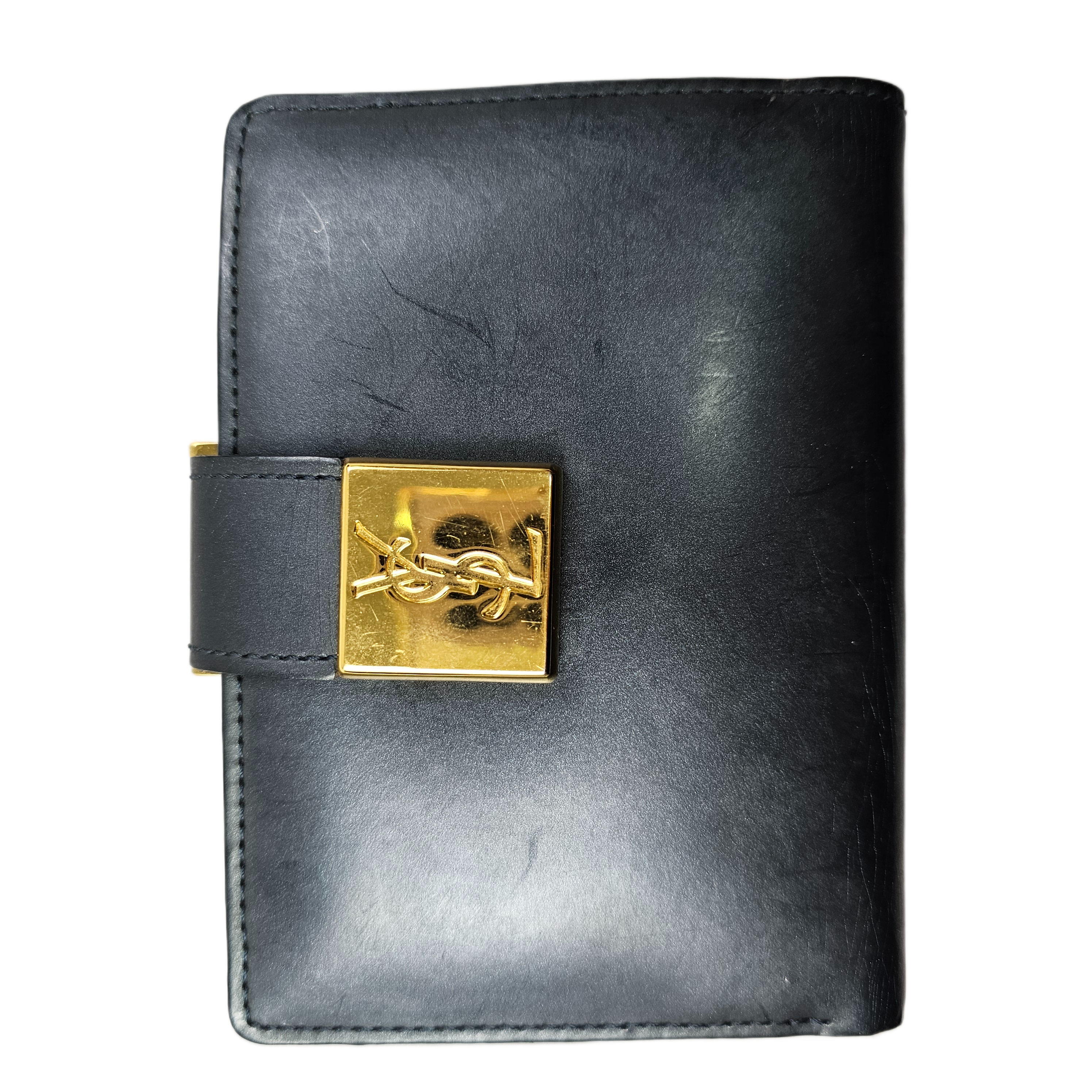 Yves Saint Laurent Navy Blue Leather Wallet
