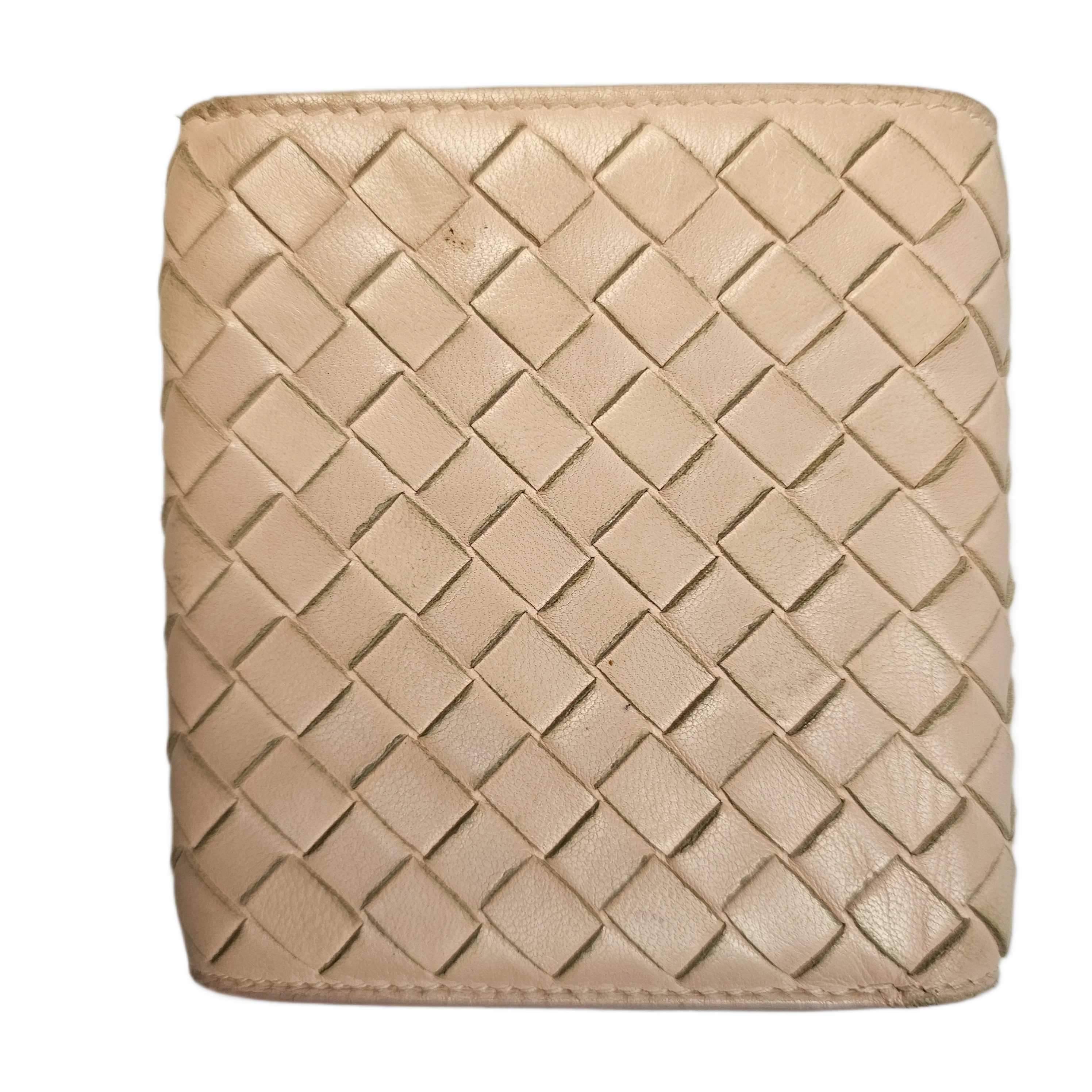 Bottega Veneta Intrecciato Beige Leather Wallet