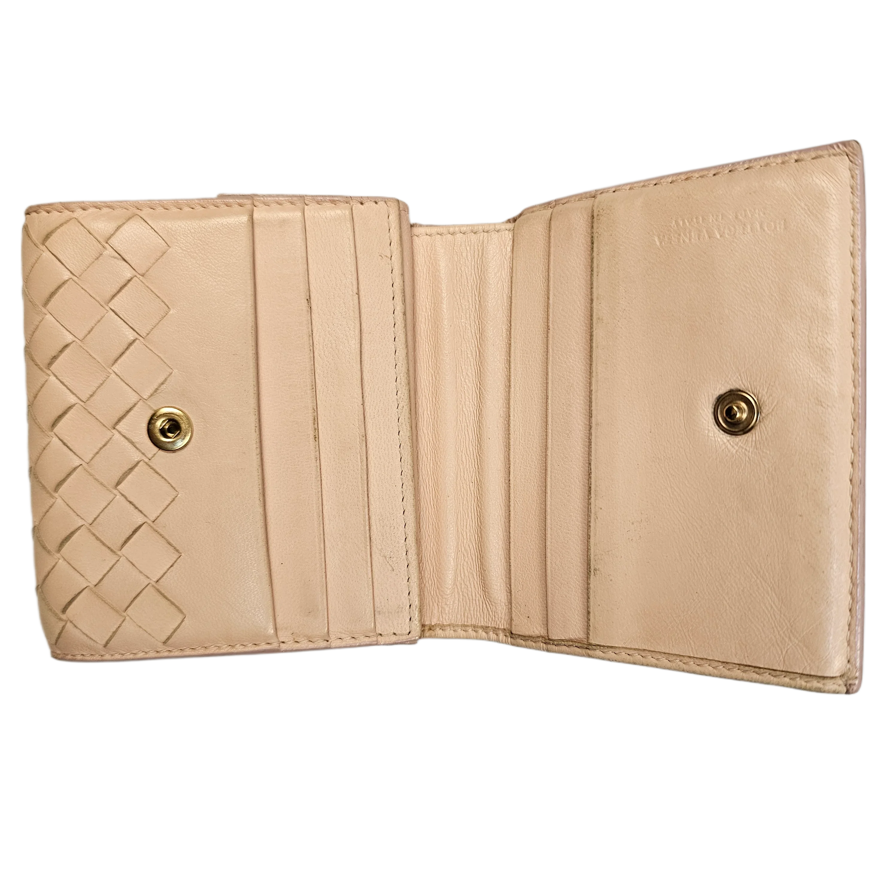 Bottega Veneta Intrecciato Beige Leather Wallet