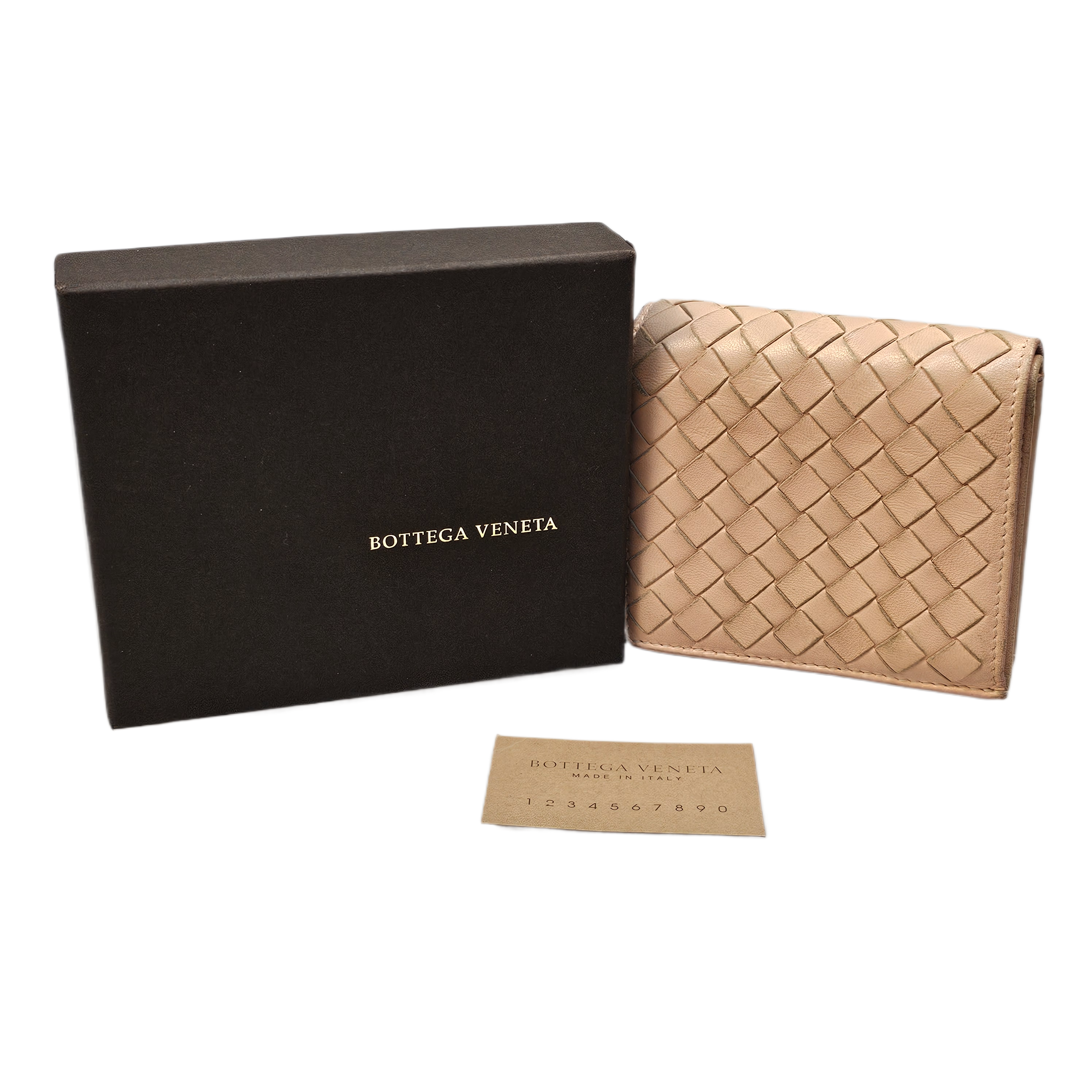 Bottega Veneta Intrecciato Beige Leather Wallet