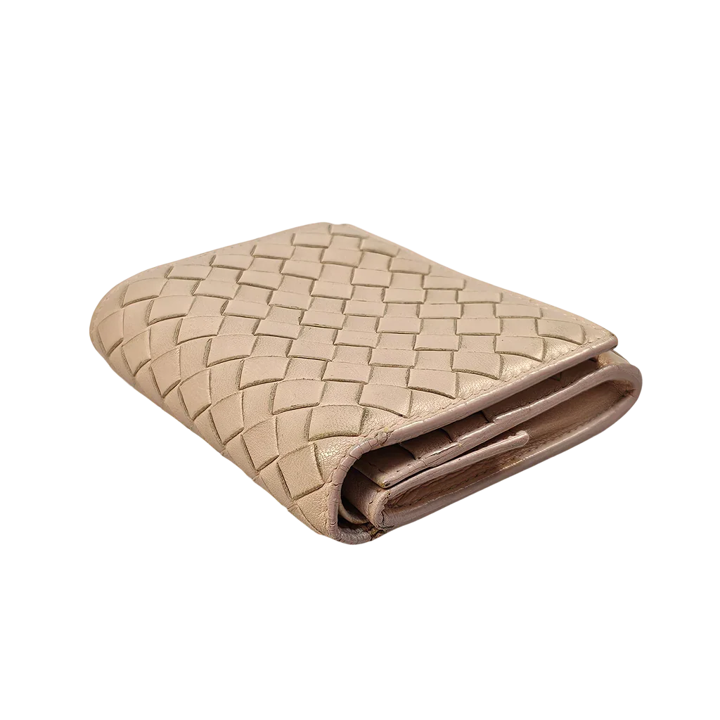 Bottega Veneta Intrecciato Beige Leather Wallet