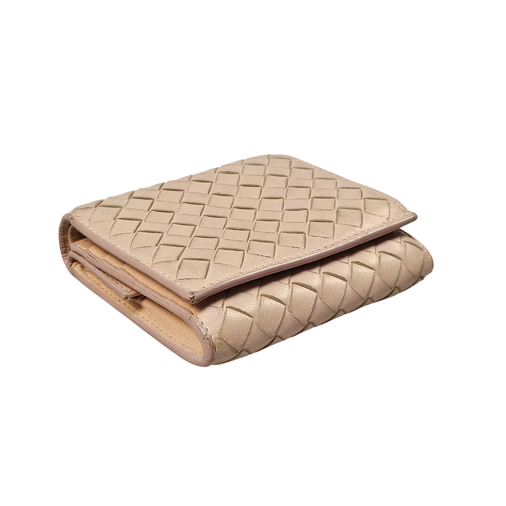 Bottega Veneta Intrecciato Beige Leather Wallet