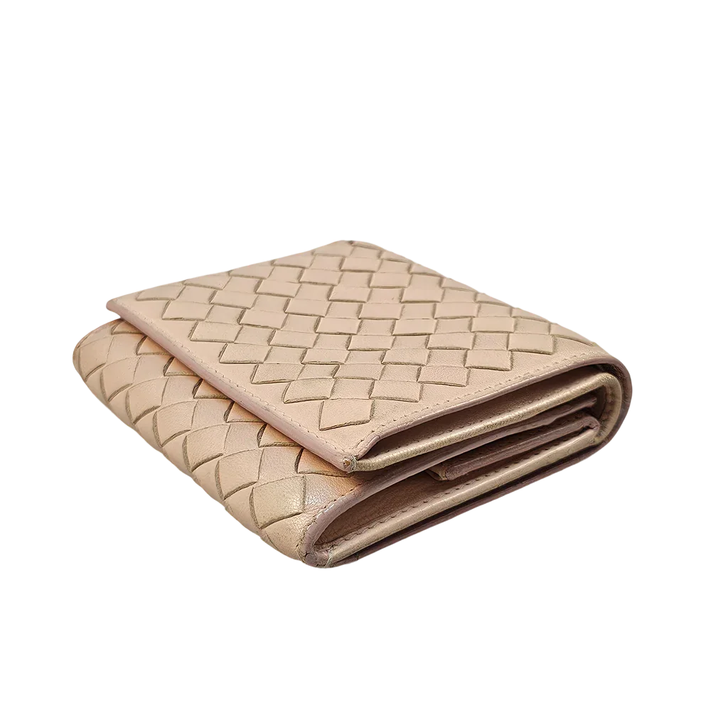 Bottega Veneta Intrecciato Beige Leather Wallet