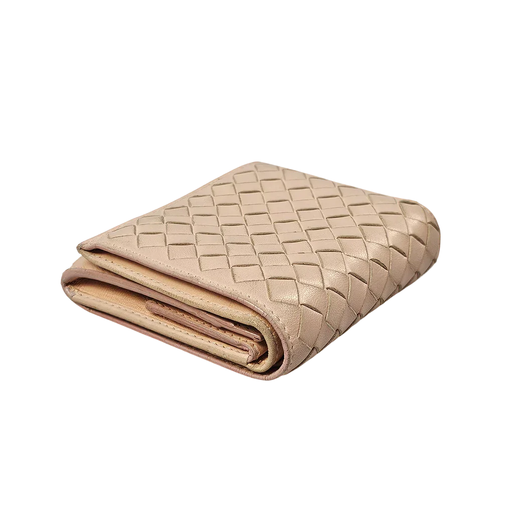 Bottega Veneta Intrecciato Beige Leather Wallet