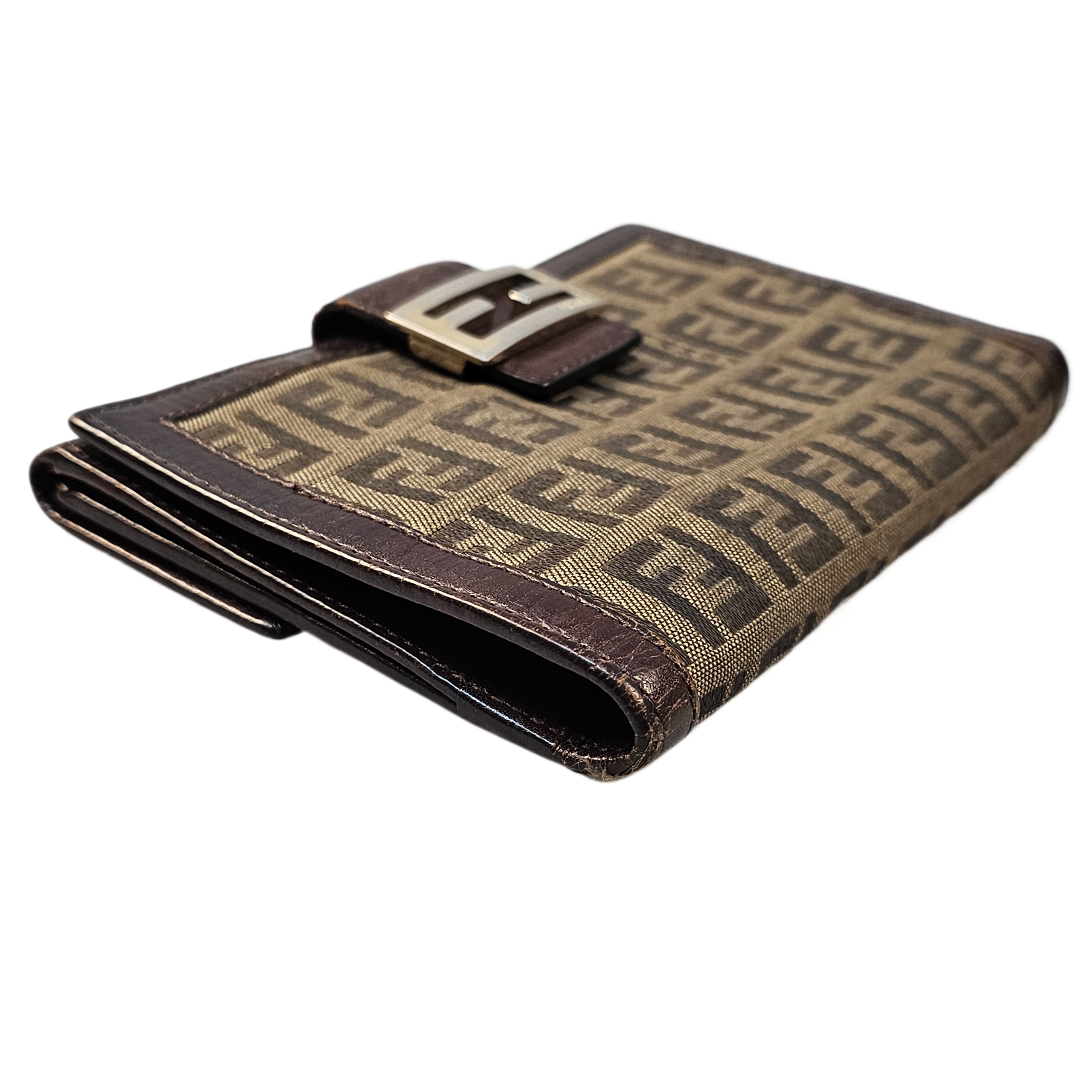 Fendi Monogram Leather & Canvas Wallet
