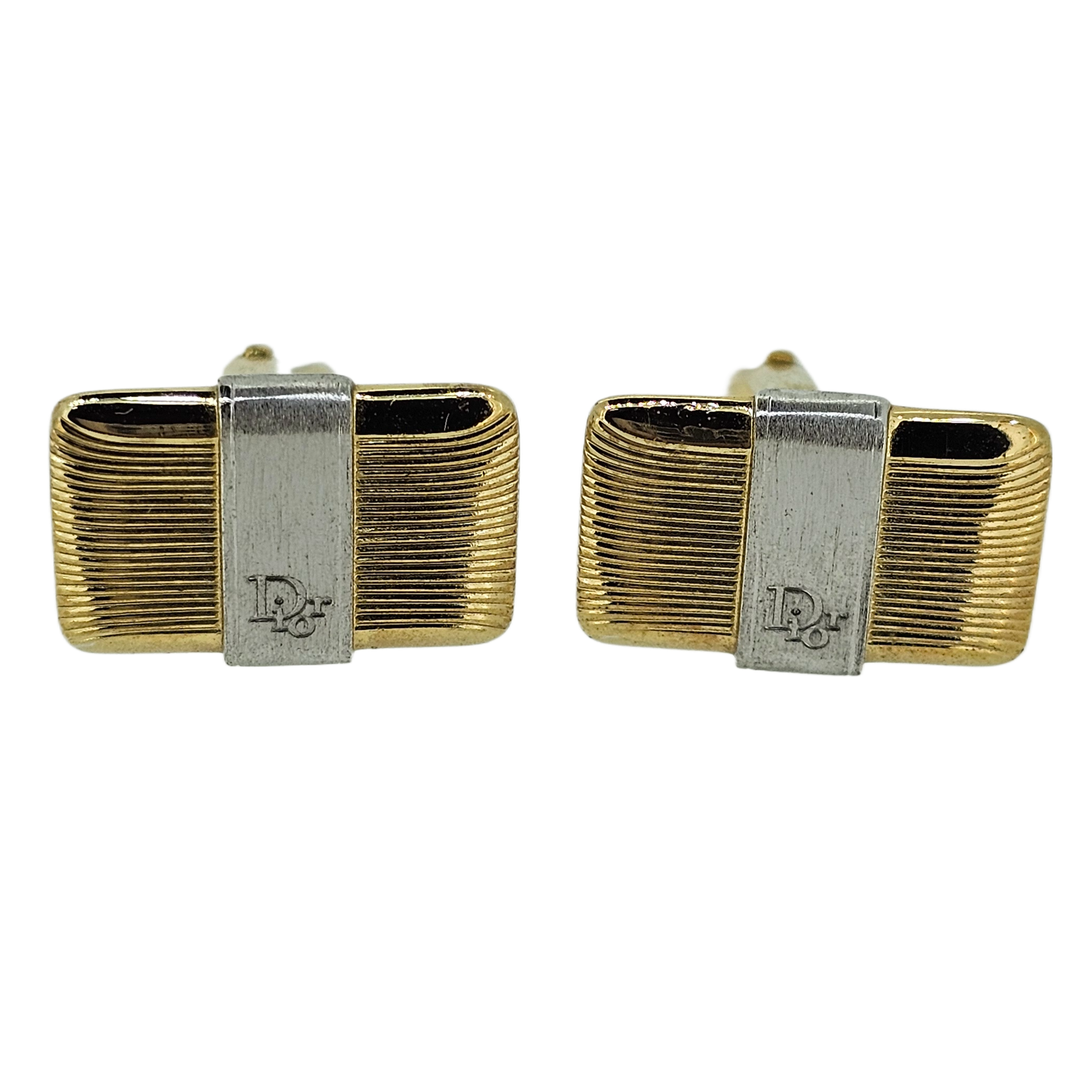 Dior Metal Gold-tone & Silver Cufflinks