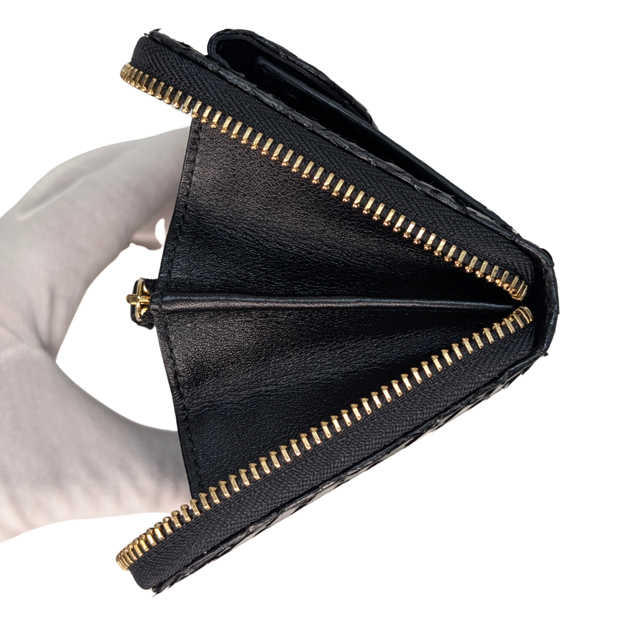 Bvlgari Python Snake Skin Black Long Wallet