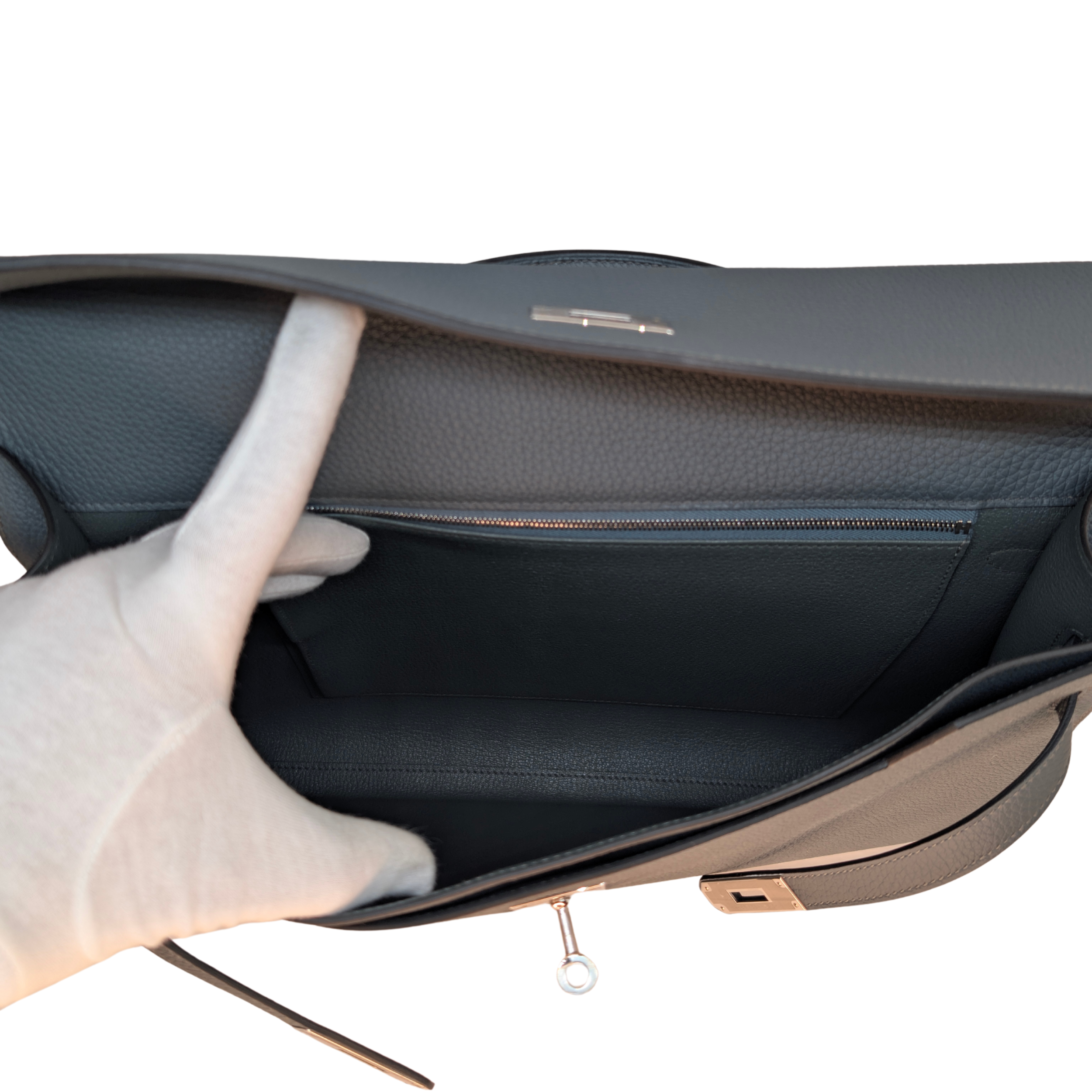 Hermès Kelly Dépêches 36 Briefcase Bag Bleu Orage Togo SHW Z Stamp