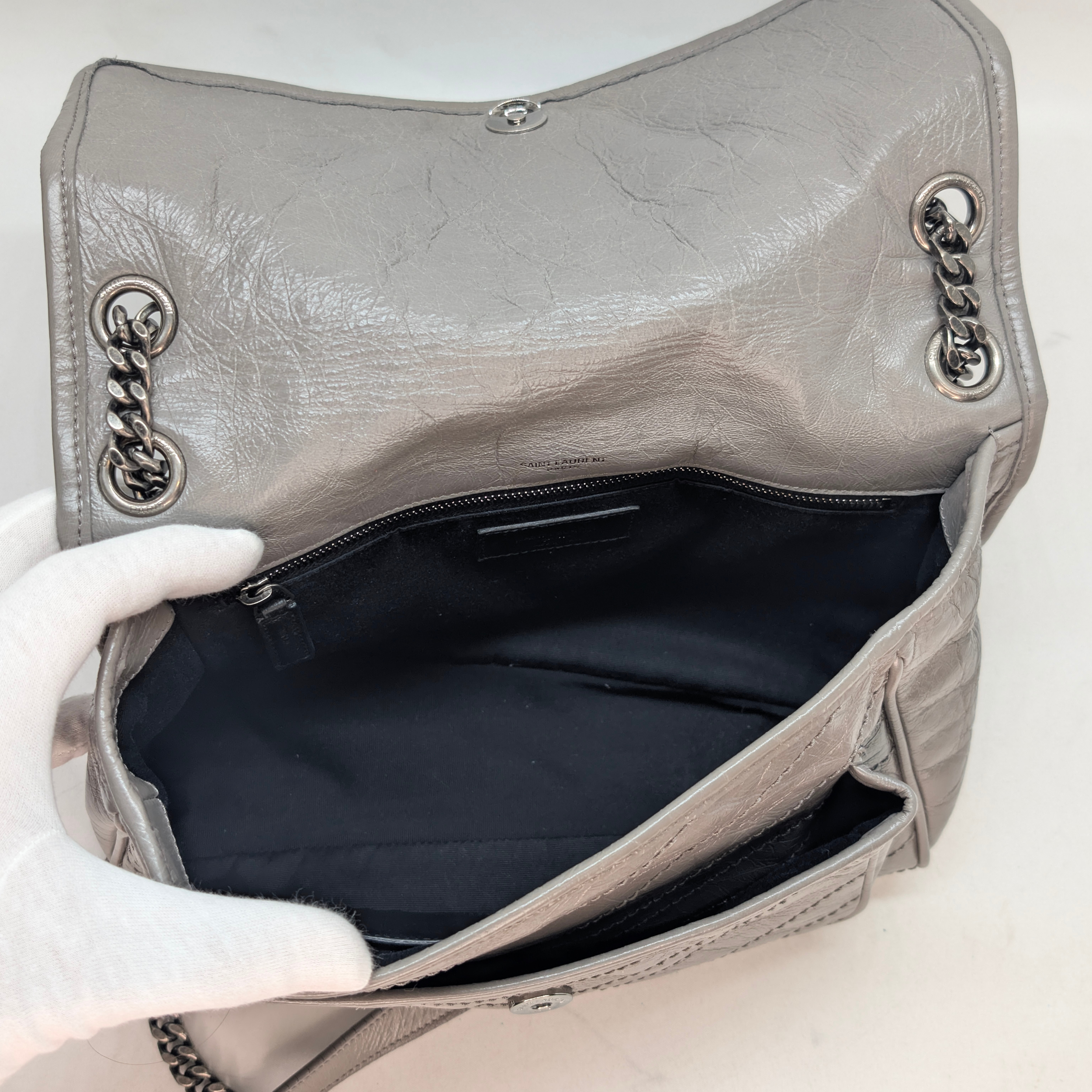 Yves Saint Laurent Crinkled Calfskin Matelasse Monogram Medium Niki Bag