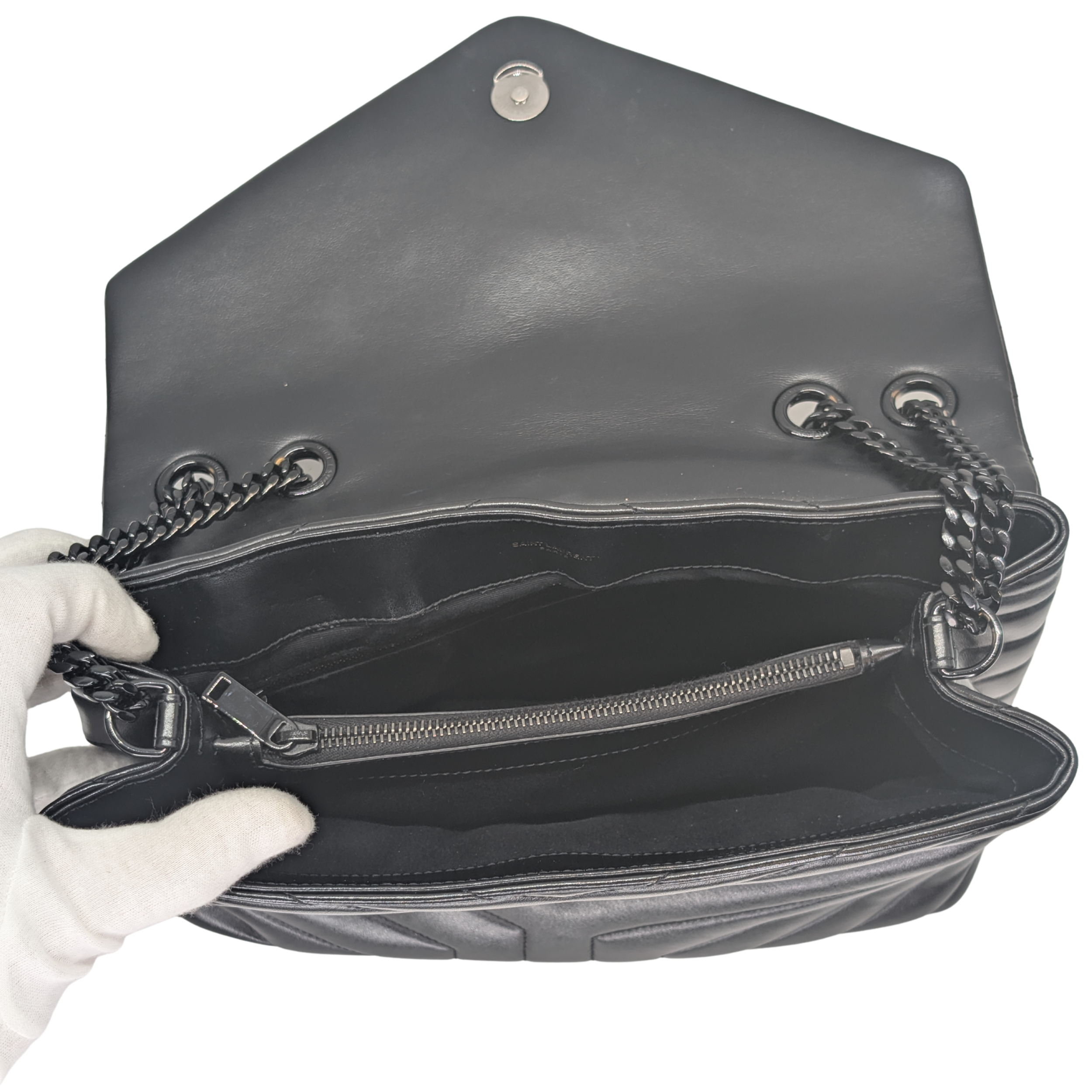 Yves Saint Laurent YSL Loulou Toy Medium Shoulder Bag Black