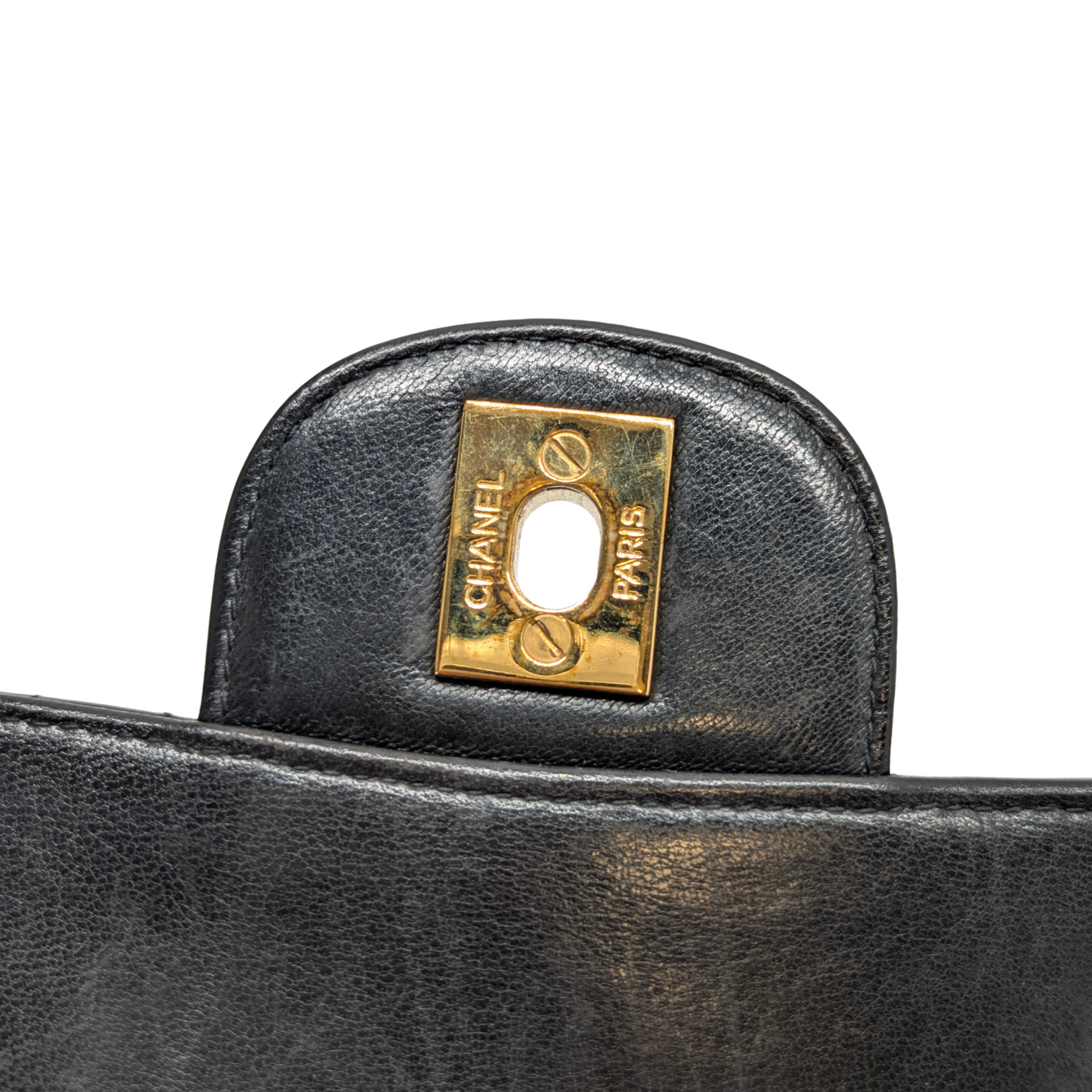 Chanel Lambskin Vintage Double Sided Classic Flap Handbag Black