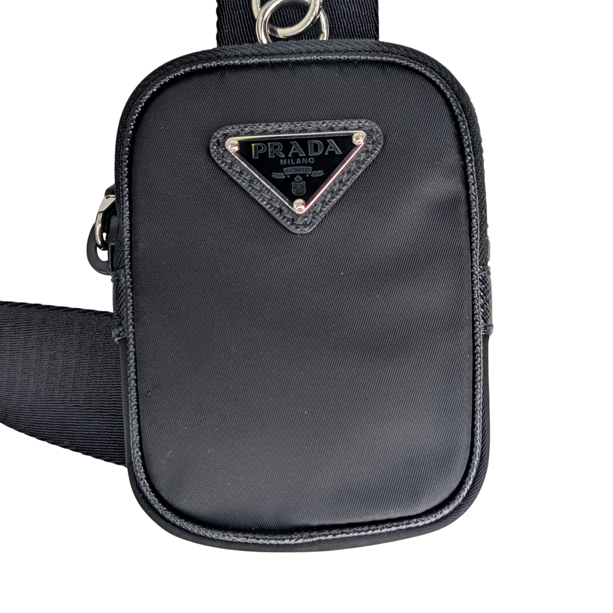Prada Re-Nylon and Saffiano Leather Shoulder Bag Black
