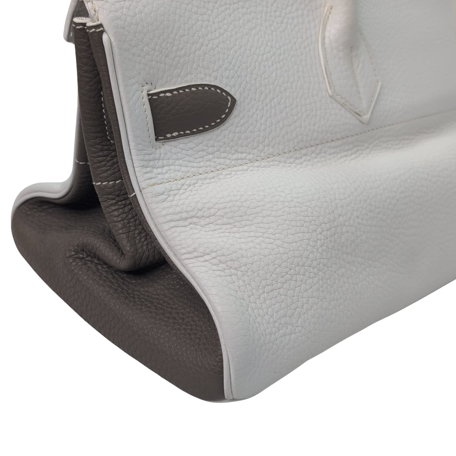 Hermès Birkin Shoulder 42 White Etoupe Clemence Palladium Hardware □J Stamp