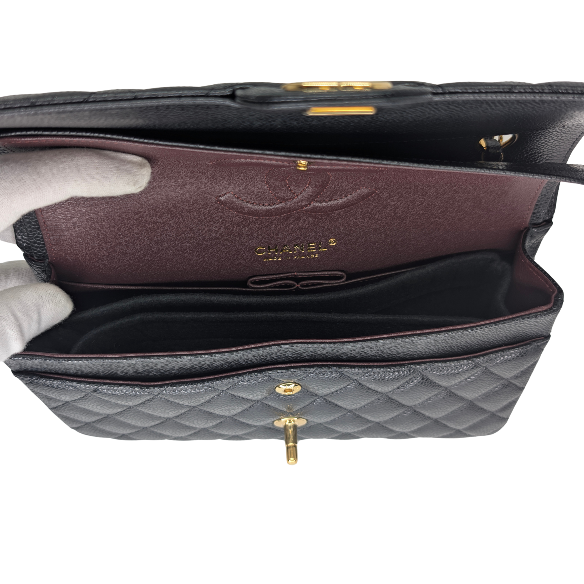 Chanel Classic Flap Bag Caviar Leather Medium Black