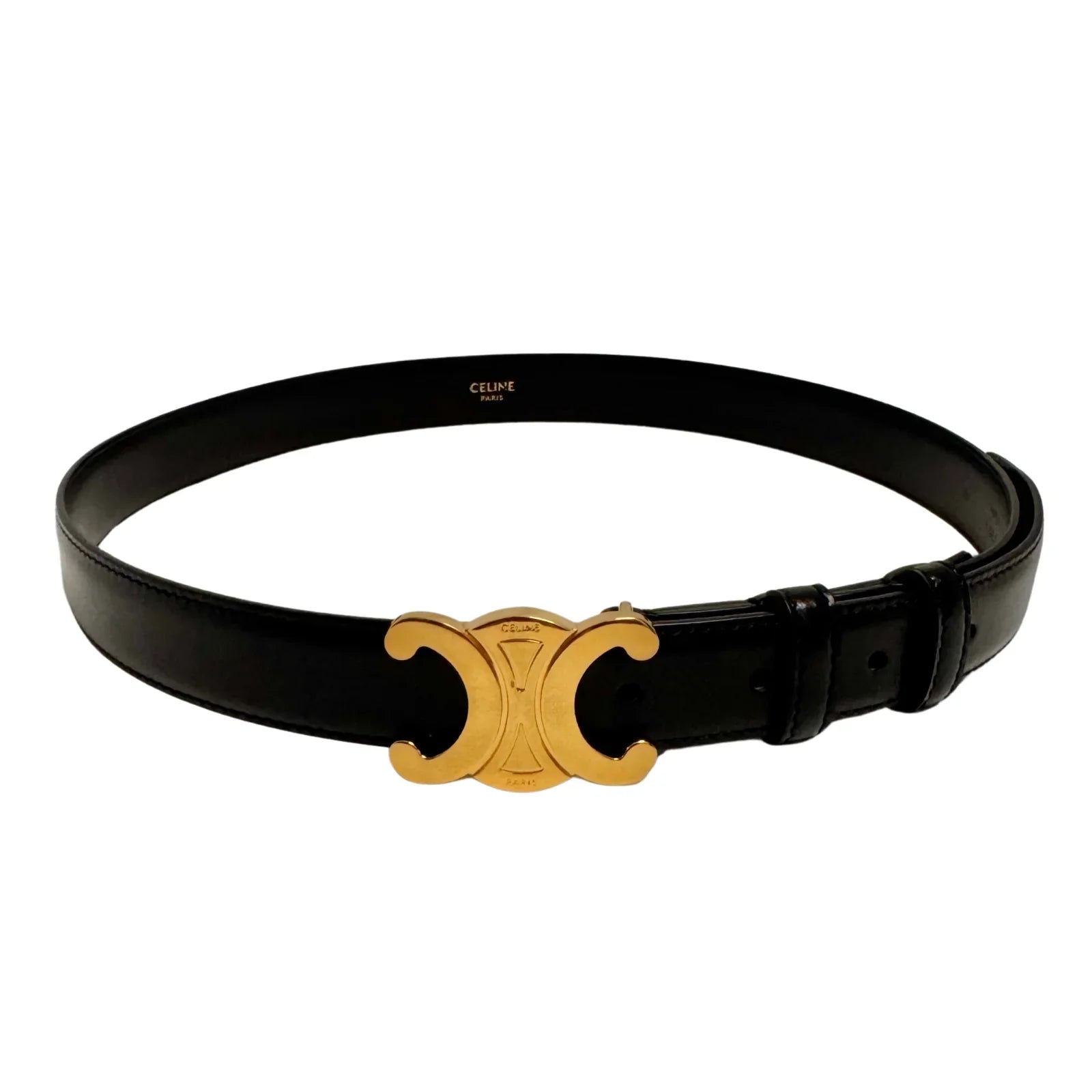 Celine Triomphe Leather Belt Black