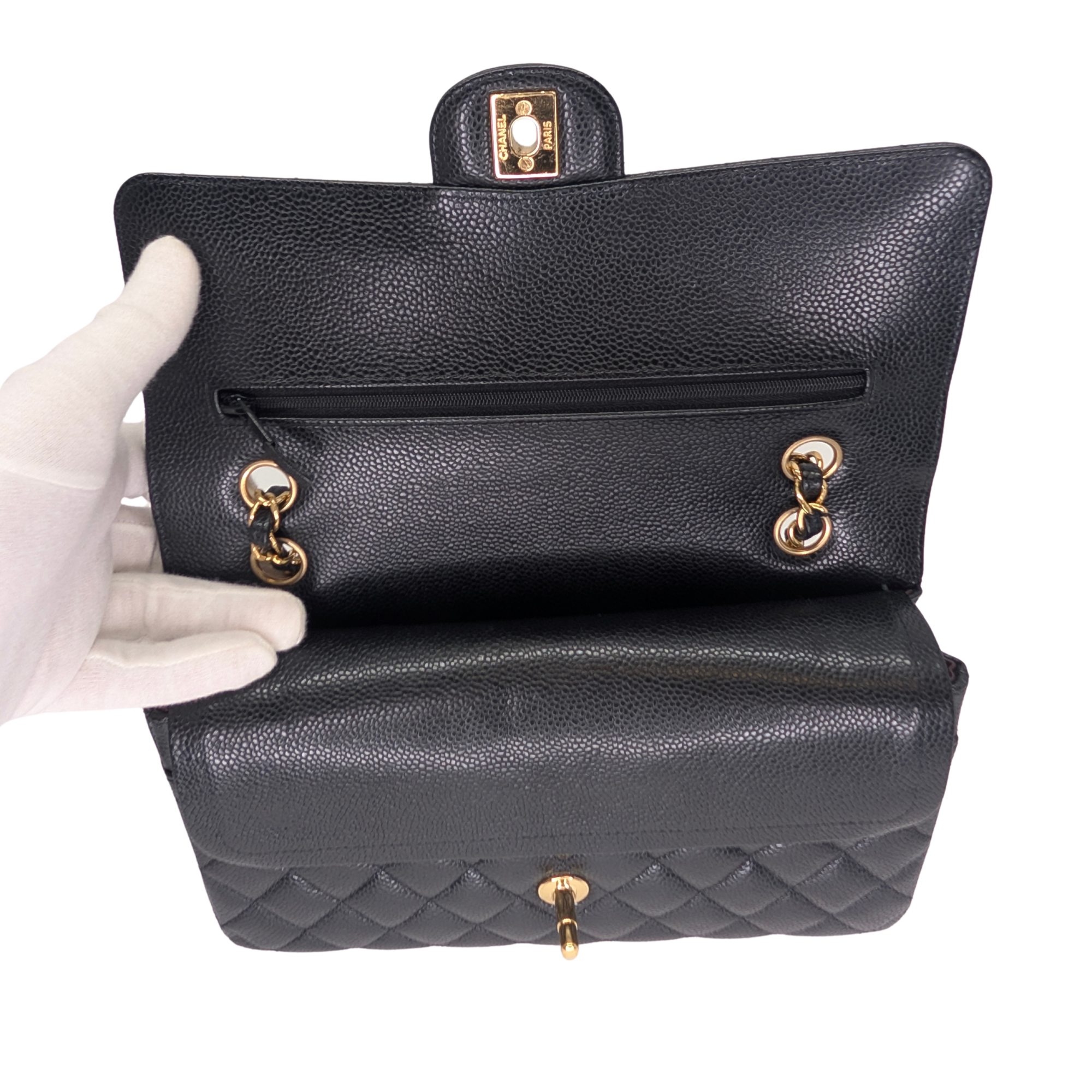 Chanel Classic Flap Bag Caviar Leather Medium Black