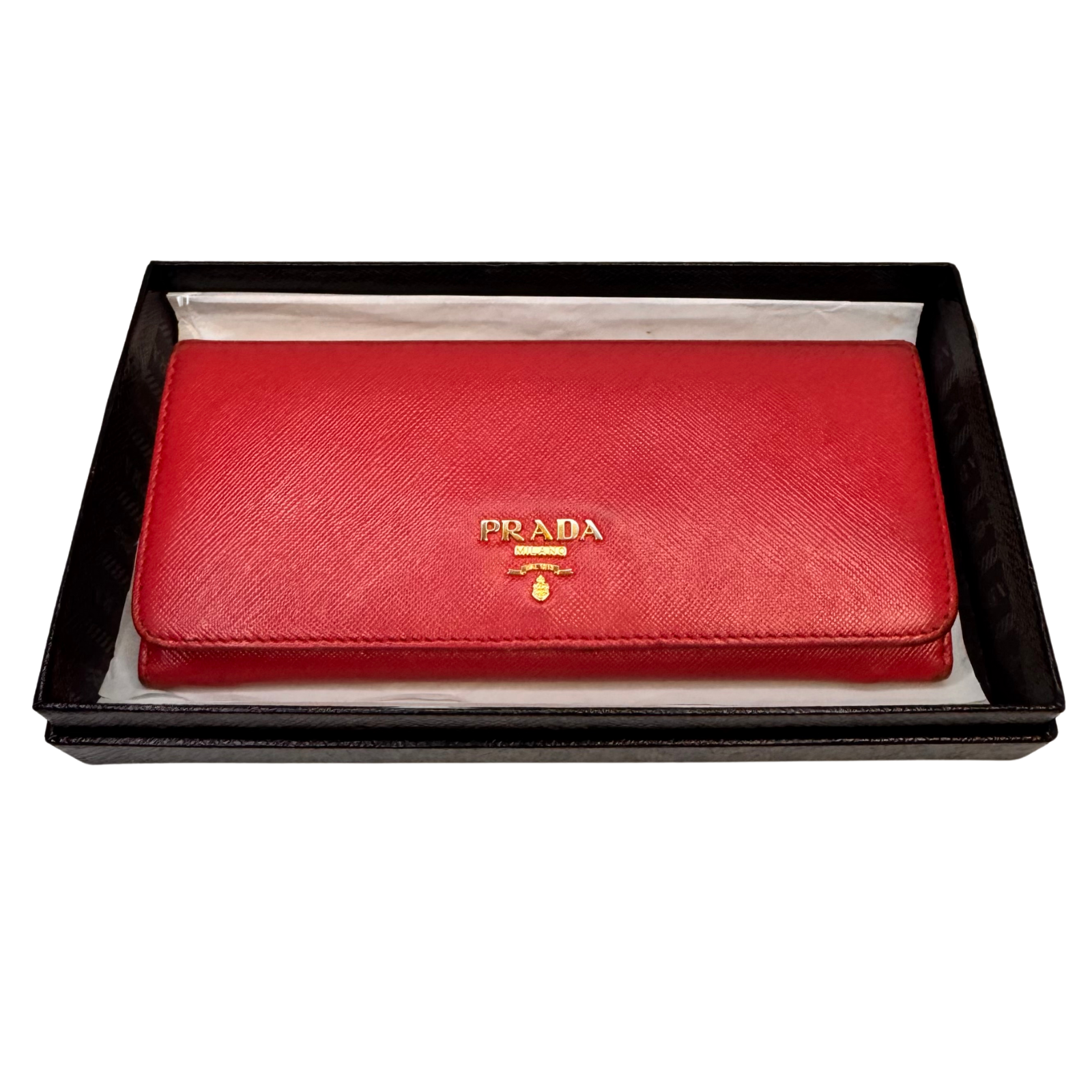 Prada Vitello Daino Continental Flap Wallet in Pink