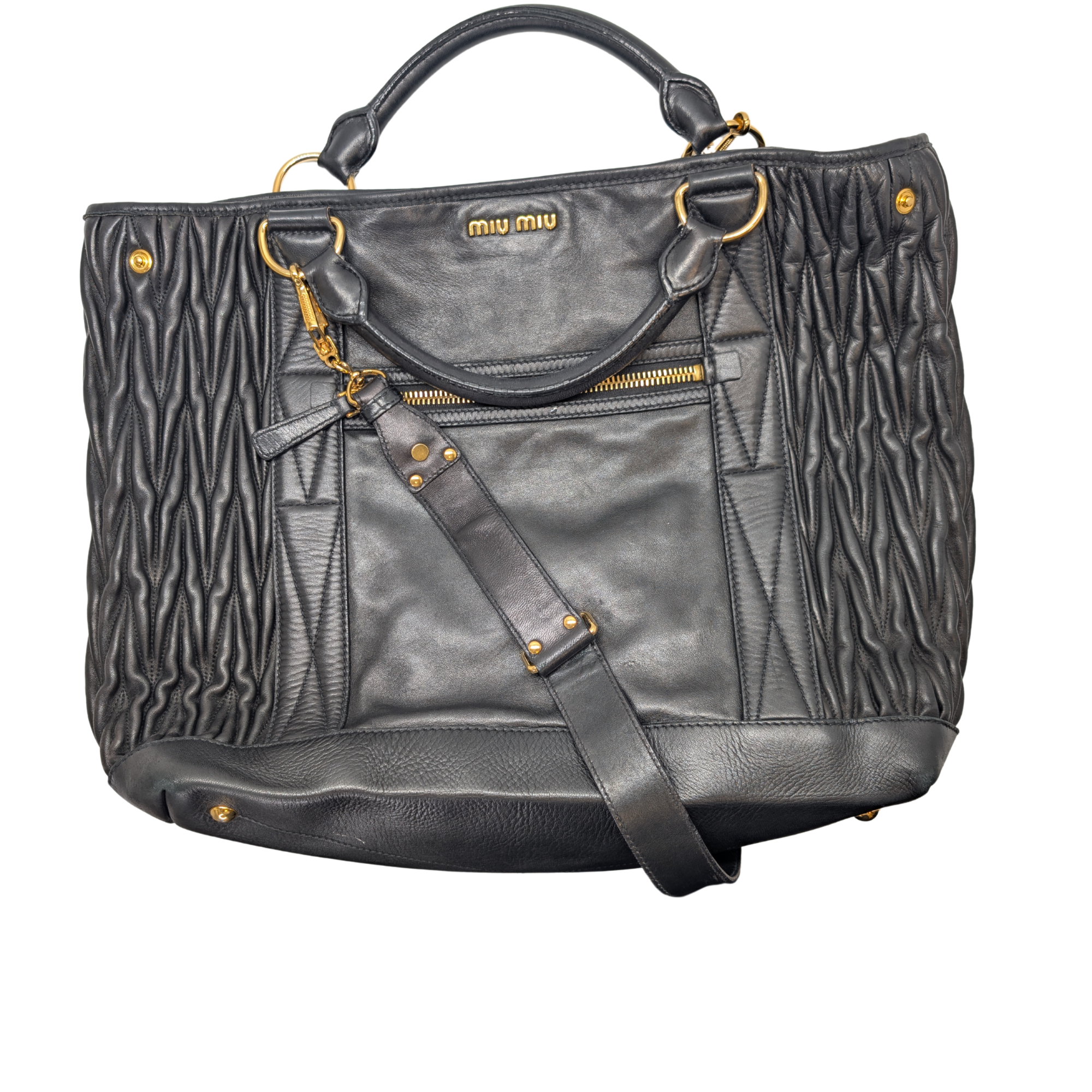 Miu Miu Matelasse Tote Bag Black - Lost Designer