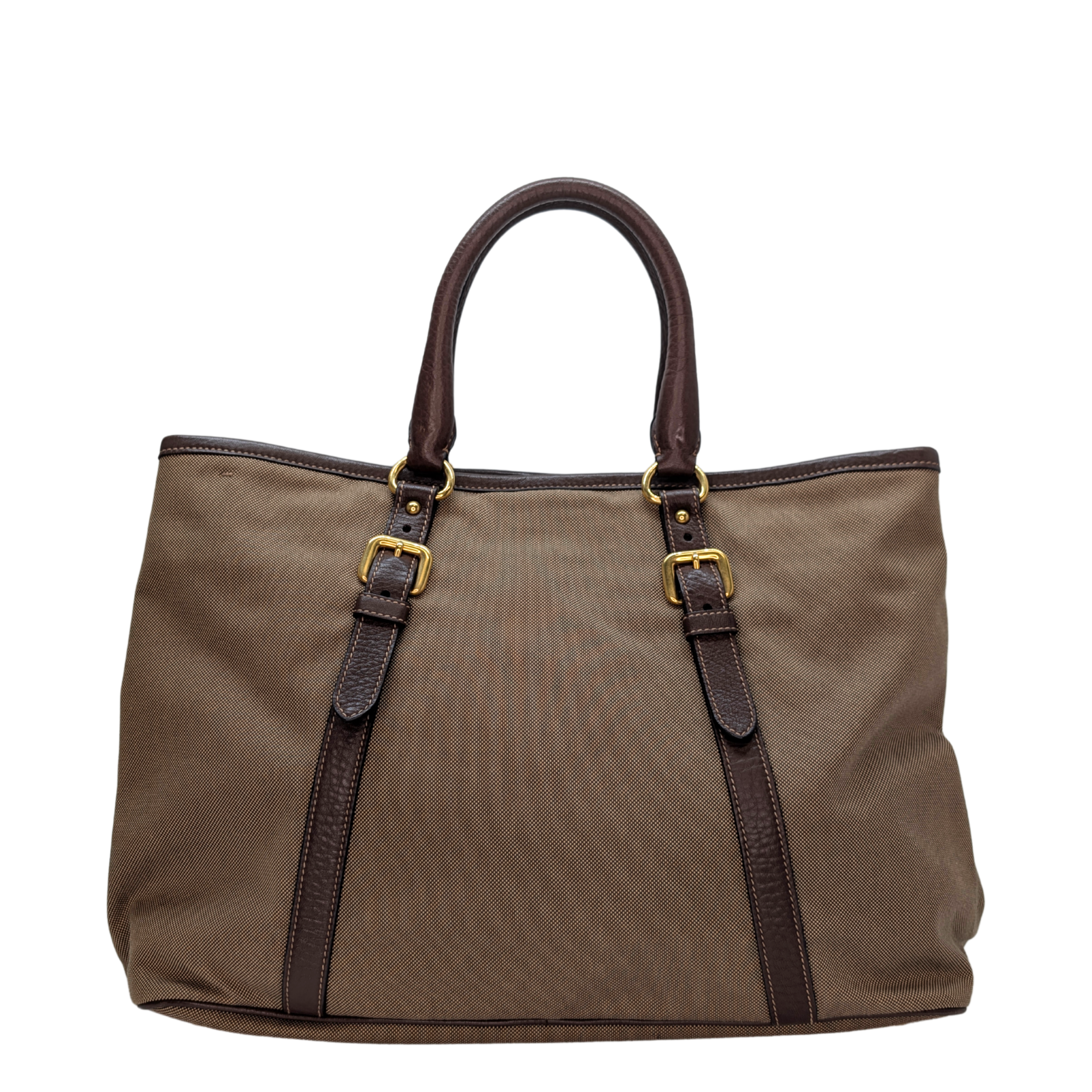 Prada Logo Jacquard Tote Bag Brown