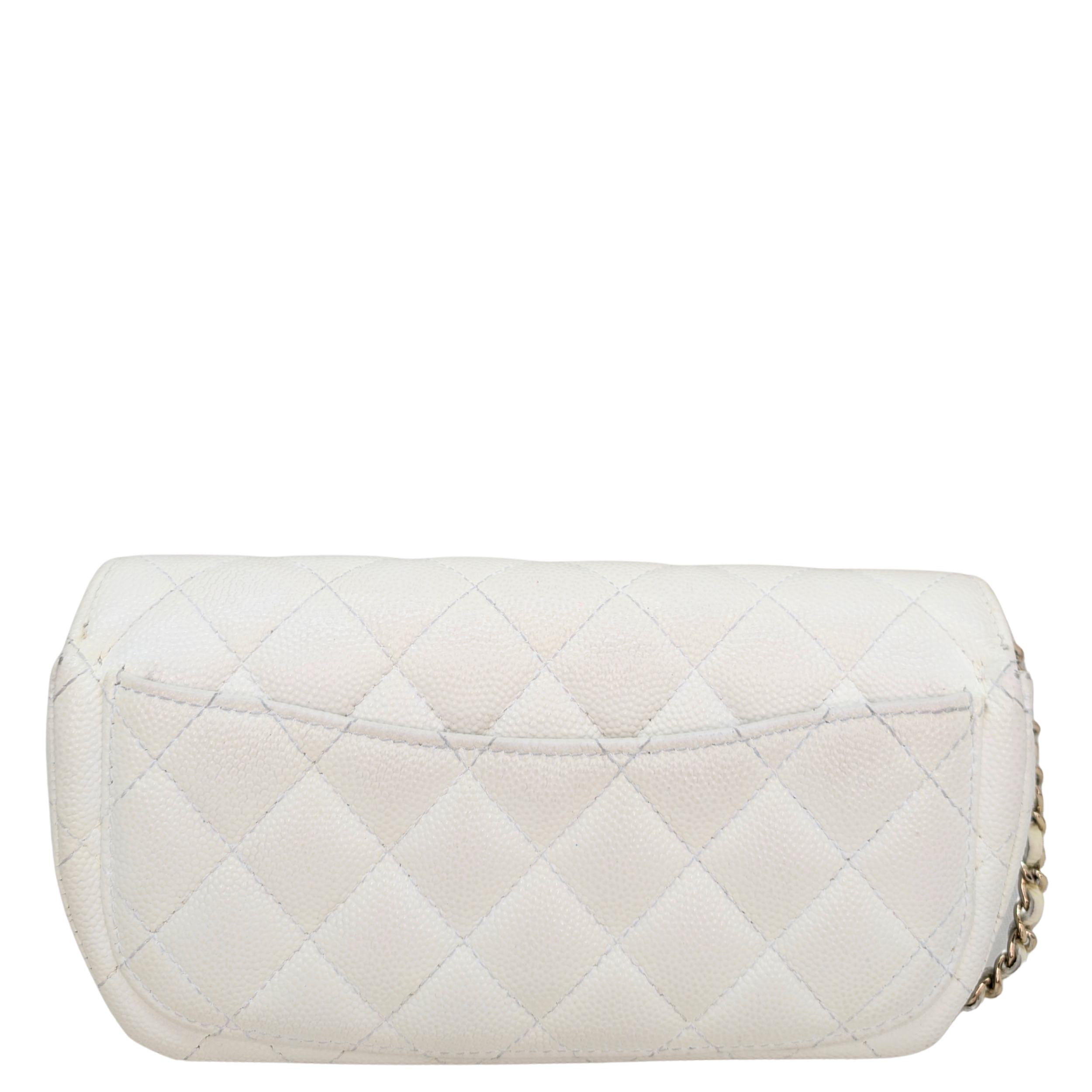 Chanel Sunglasses Quilted Caviar Sunglasses Case Bag White