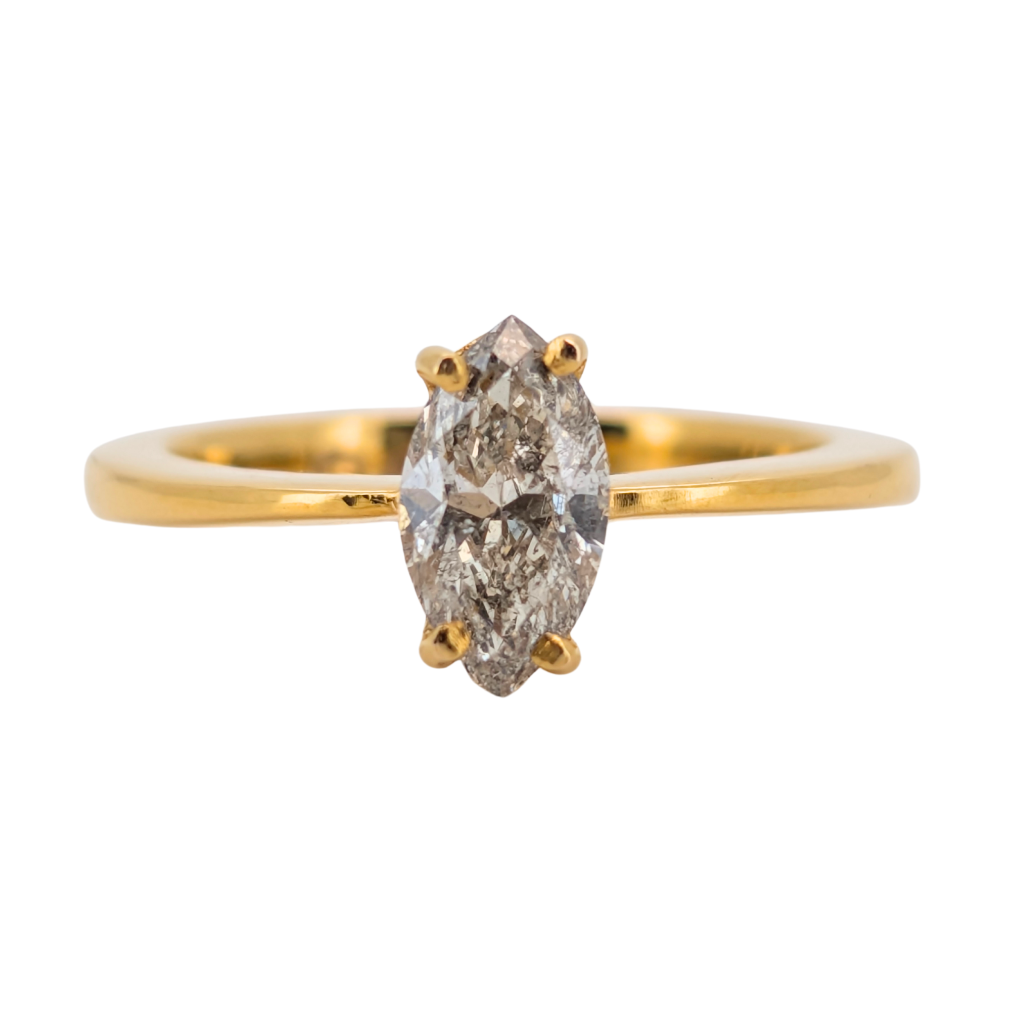 0.70Ct Natural Diamond Marquise Cut Ring On 18K Gold