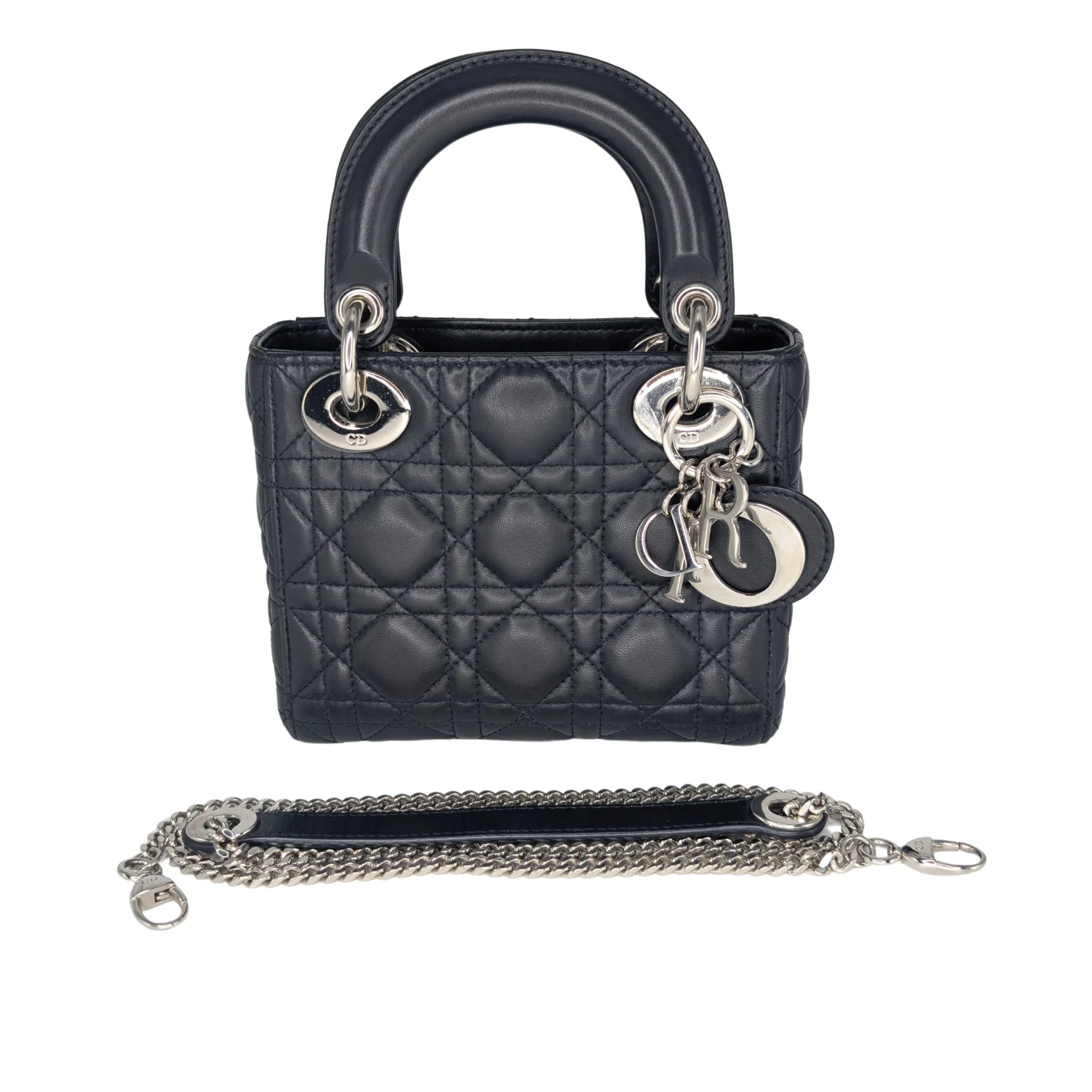 Christian Dior Lady Dior Cannage Mini Handbag Black - Lost Designer