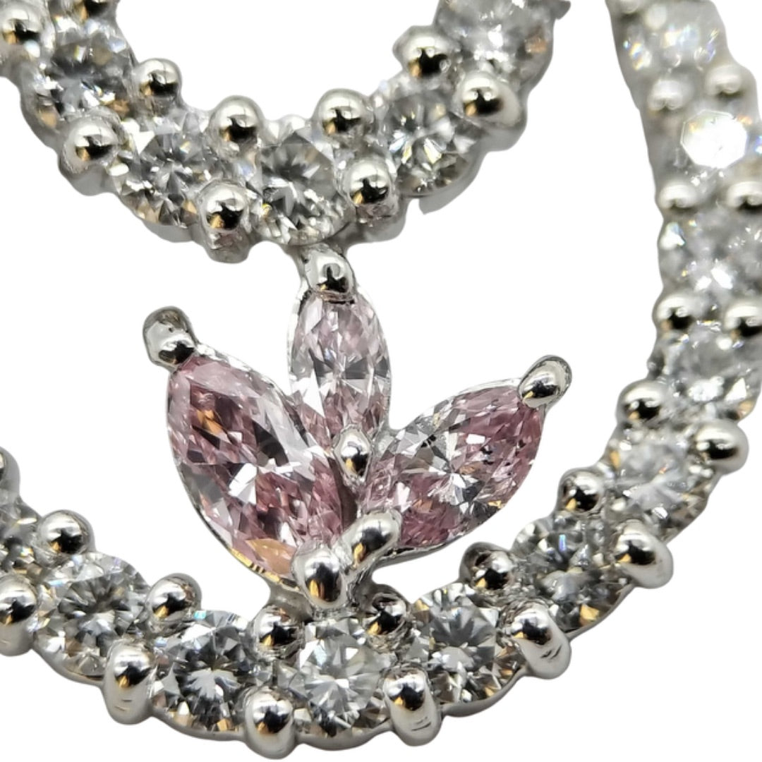 0.14ct Pink Diamond & 0.70ct White Diamond Platinum Double Teardrop Pendant