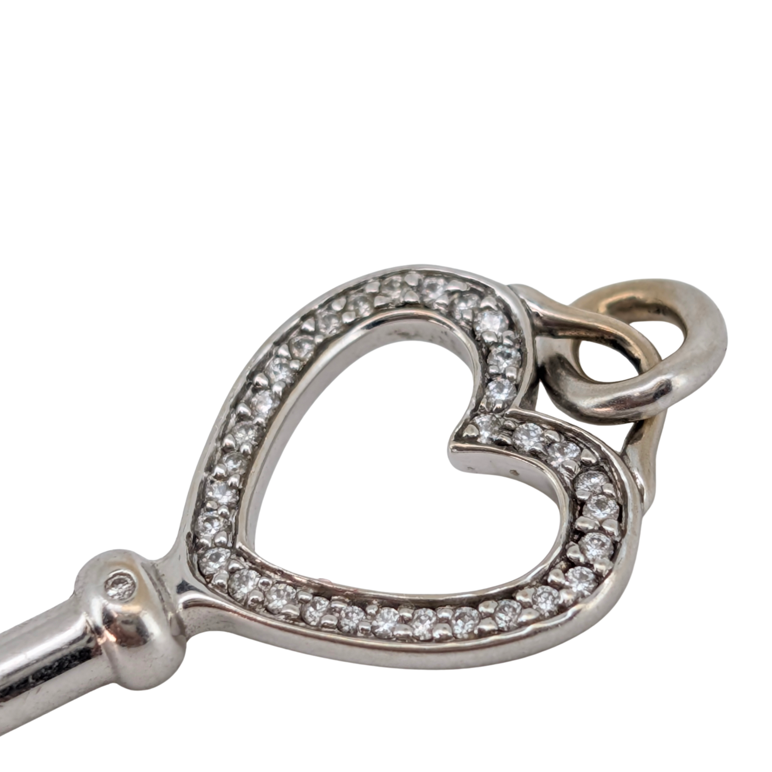 Tiffany & Co. Tiffany Keys Diamond 18K White Gold Heart Key Pendant