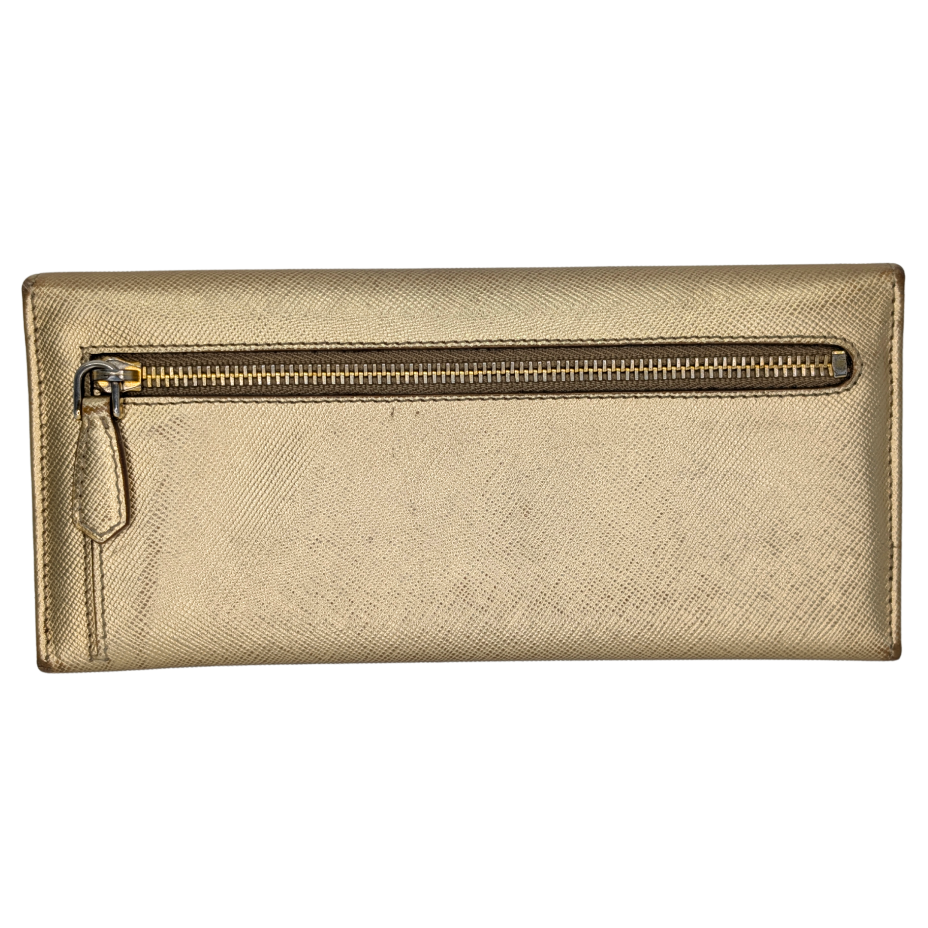 Prada Saffiano Metal Continental Wallet Gold