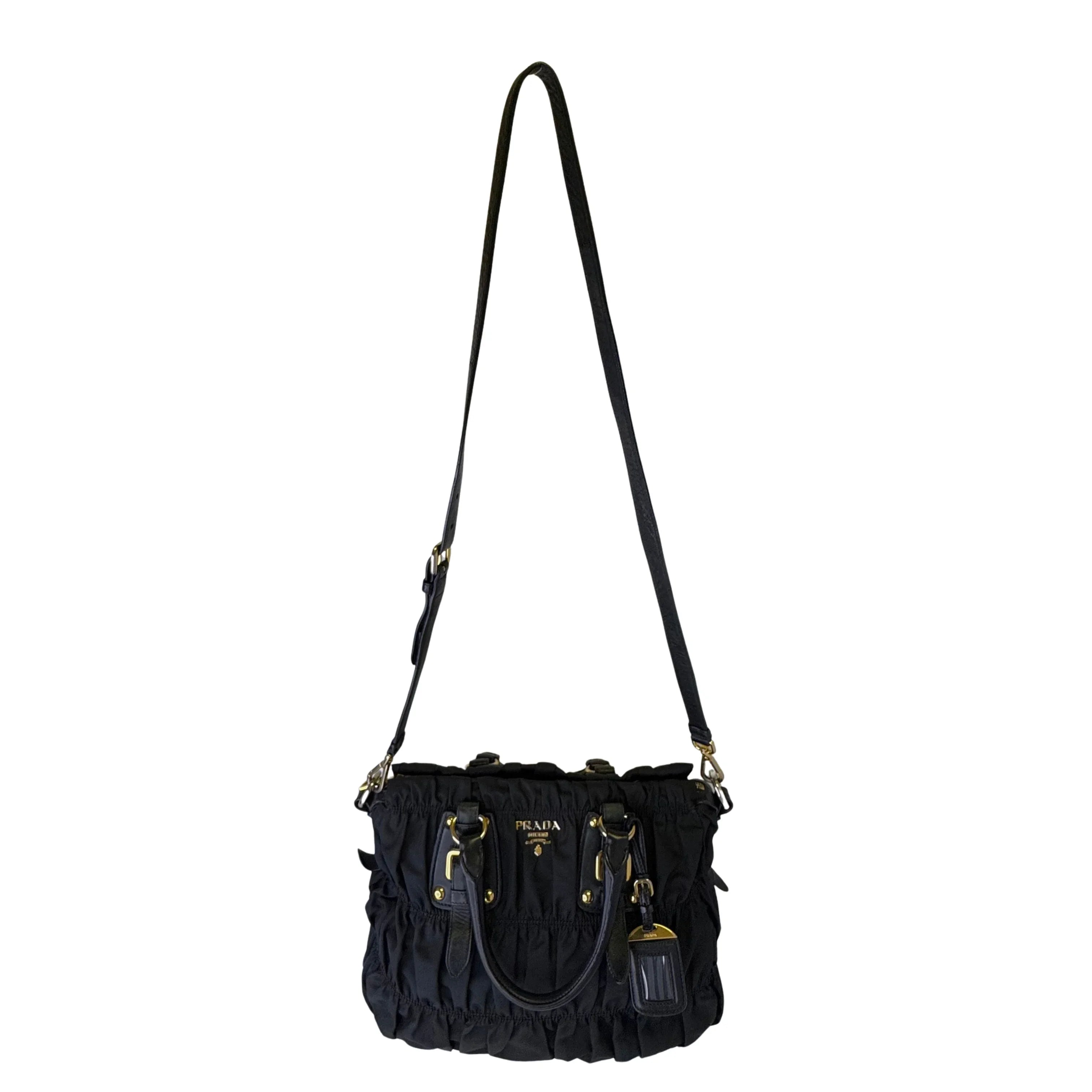 Prada Black Tessuto Nylon x Leather Tote Bag