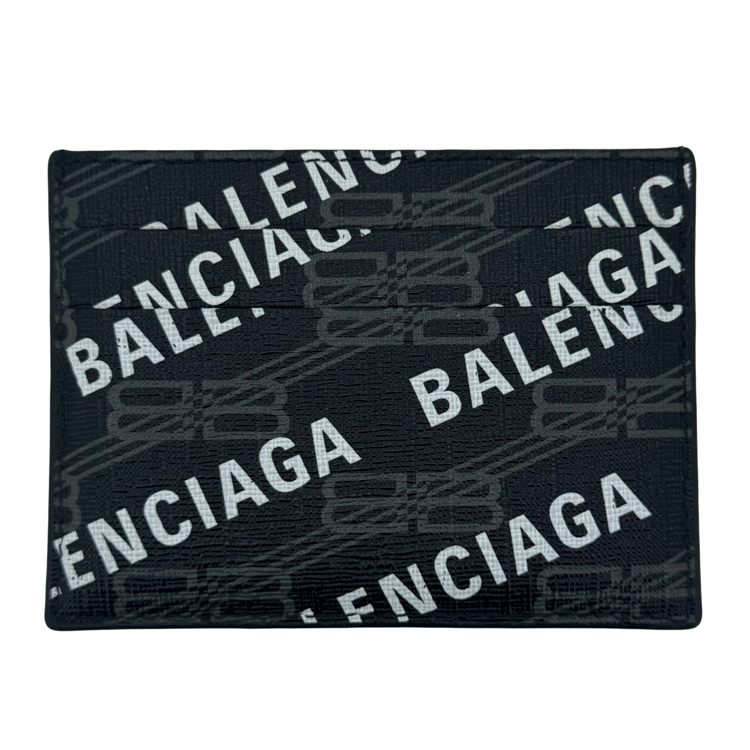 Balenciaga Logo Card Case Black White