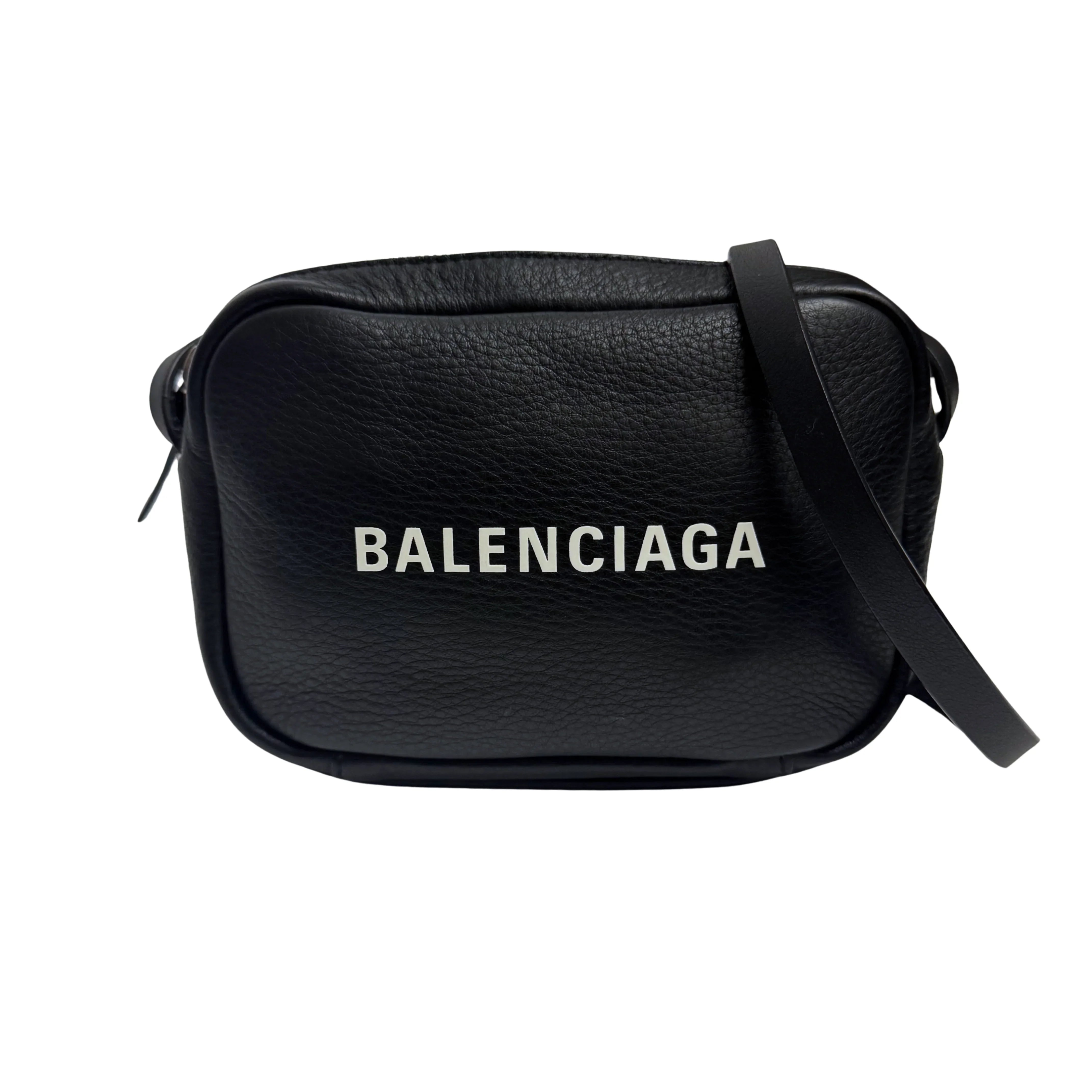 BALENCIAGA Calfskin Logo Everyday Camera Bag /Black