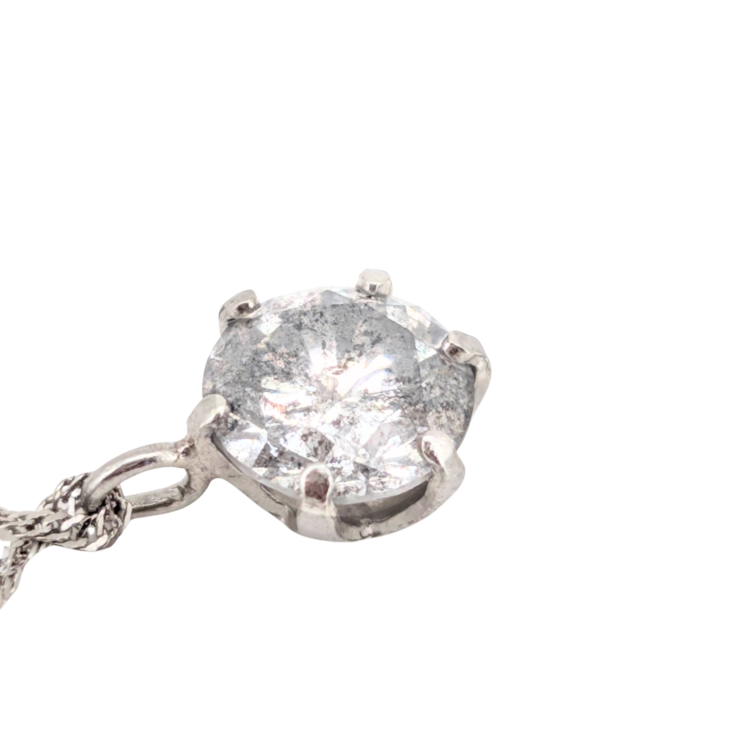 0.75Ct Salt & Pepper Diamond Solitaire Pendant On Chain In Platinum