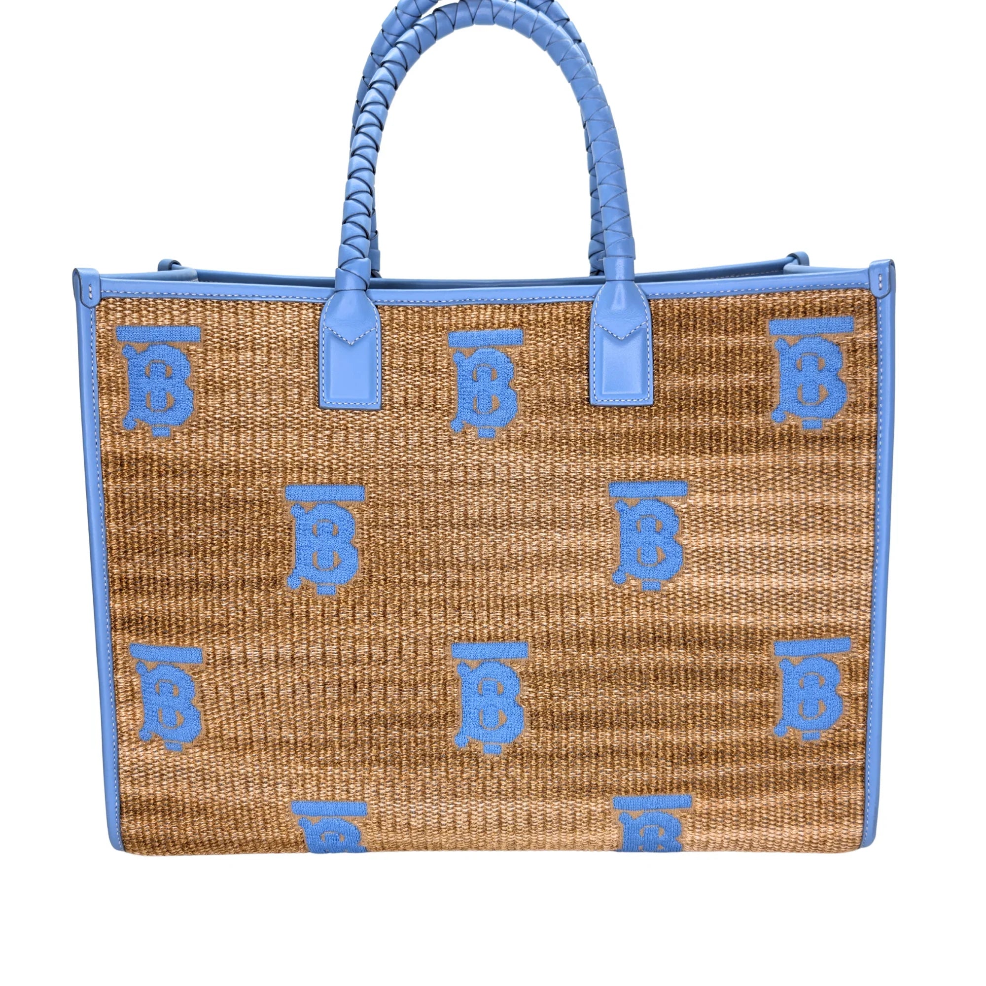 Burberry Freya Tb Line Monogram Tote Bag Beige - Lost Designer